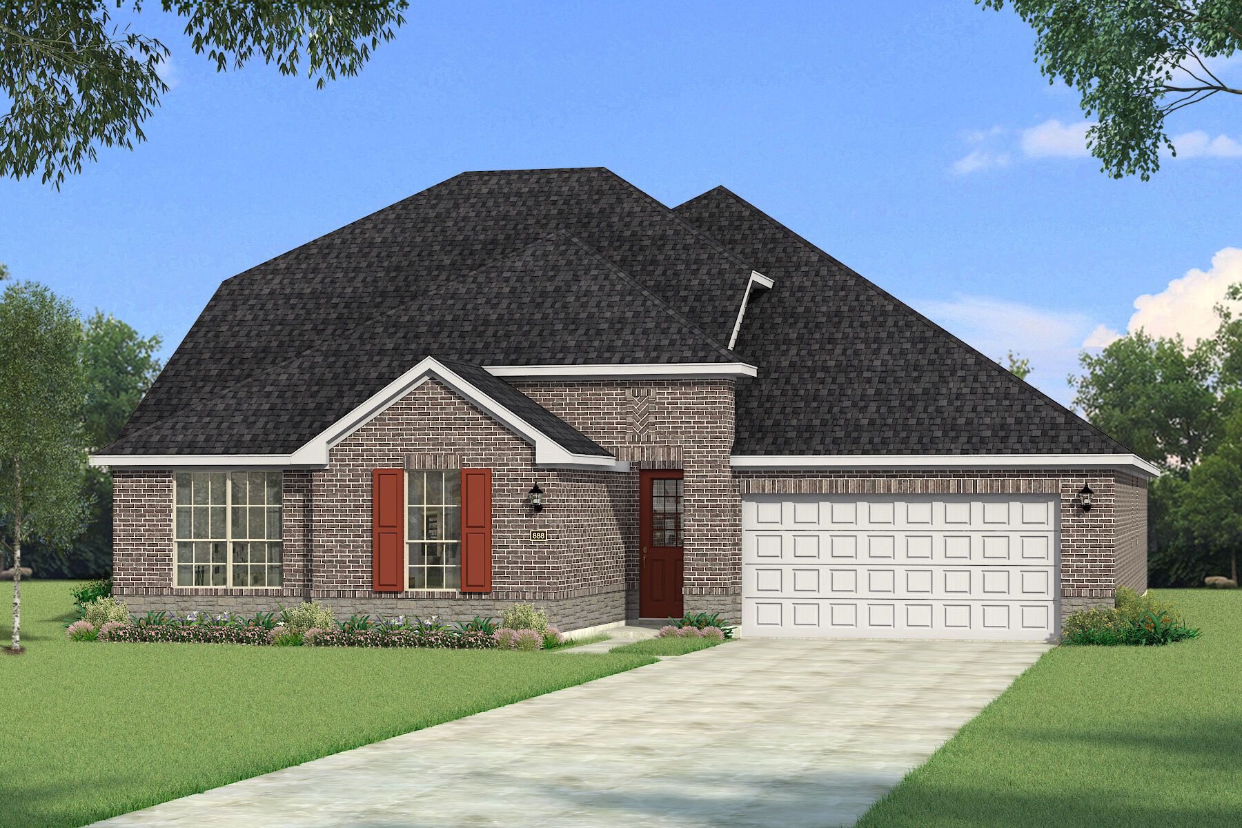 Exterior:The Catania - Traditional 2 with Stone Elevation