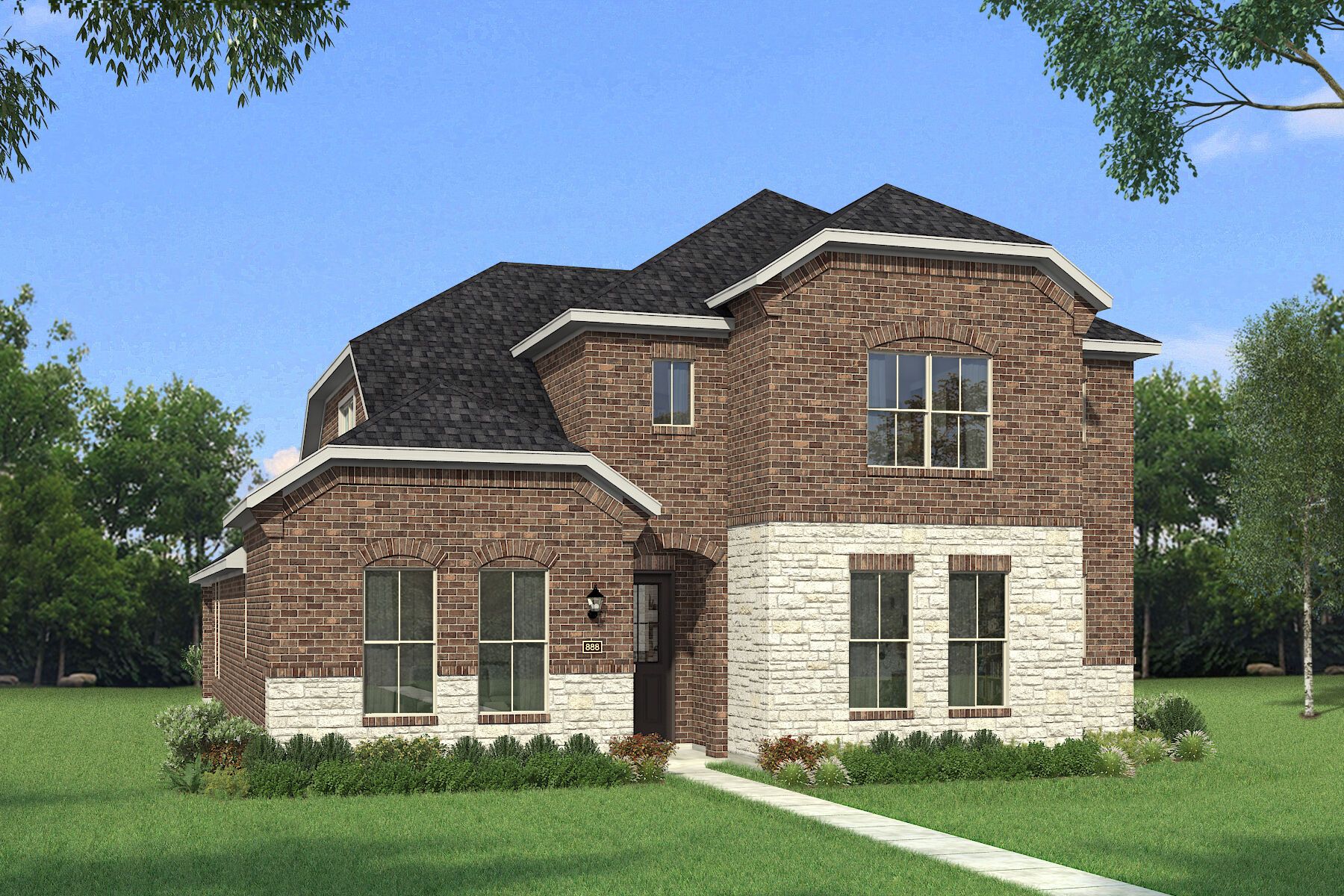 Exterior:The Oakhurst III - Old World Elevation
