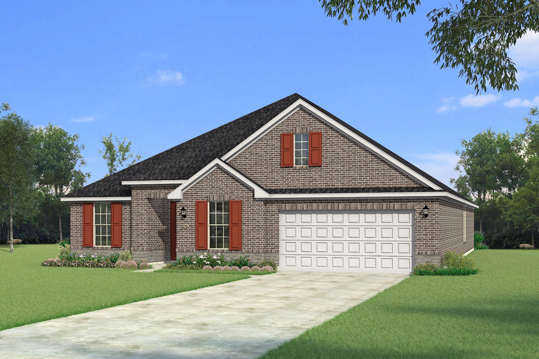 Exterior:The Milan - Traditional 2 with Stone Elevation