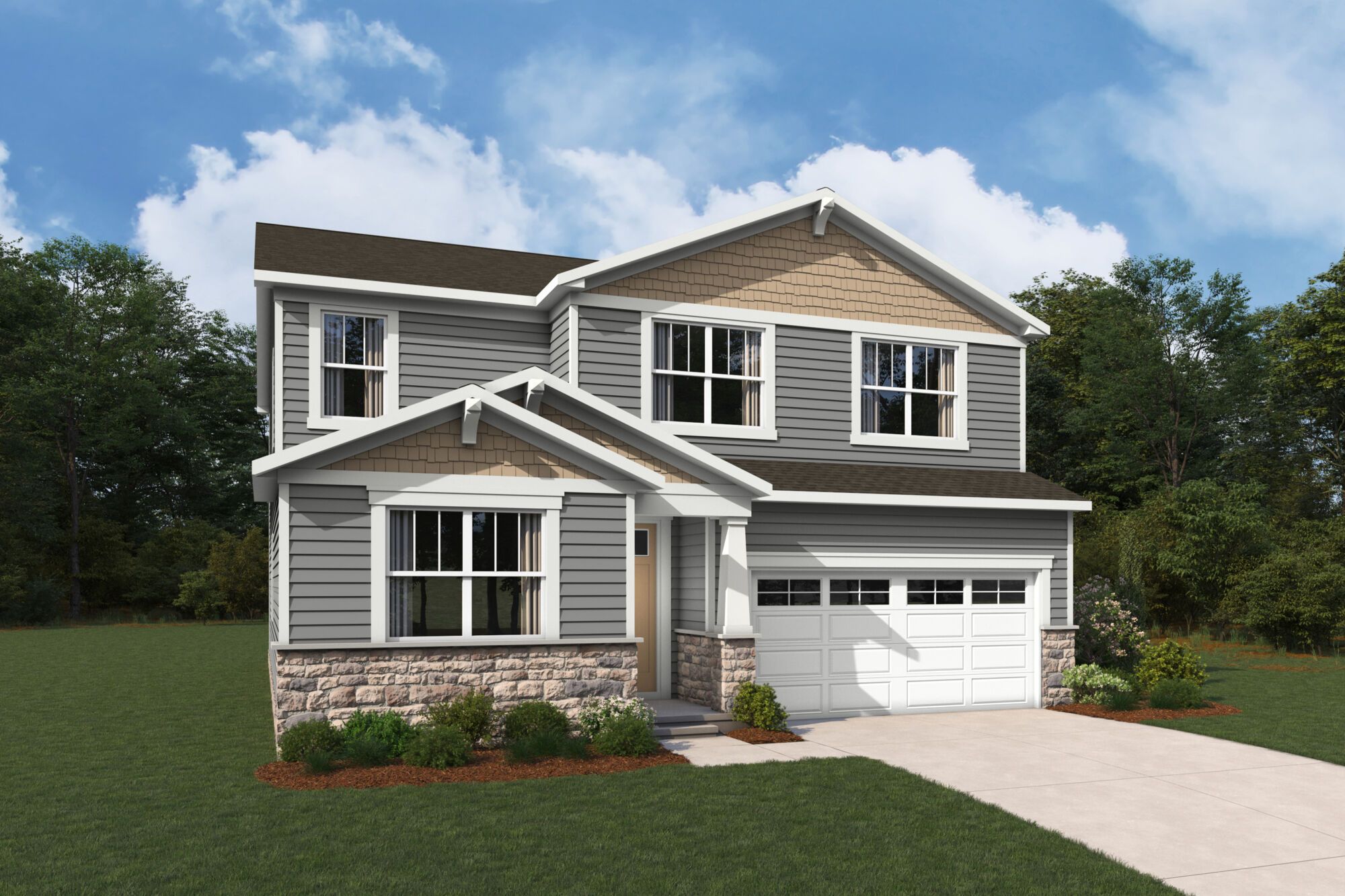 Exterior:Sequoia Craftsman Elevation rendering