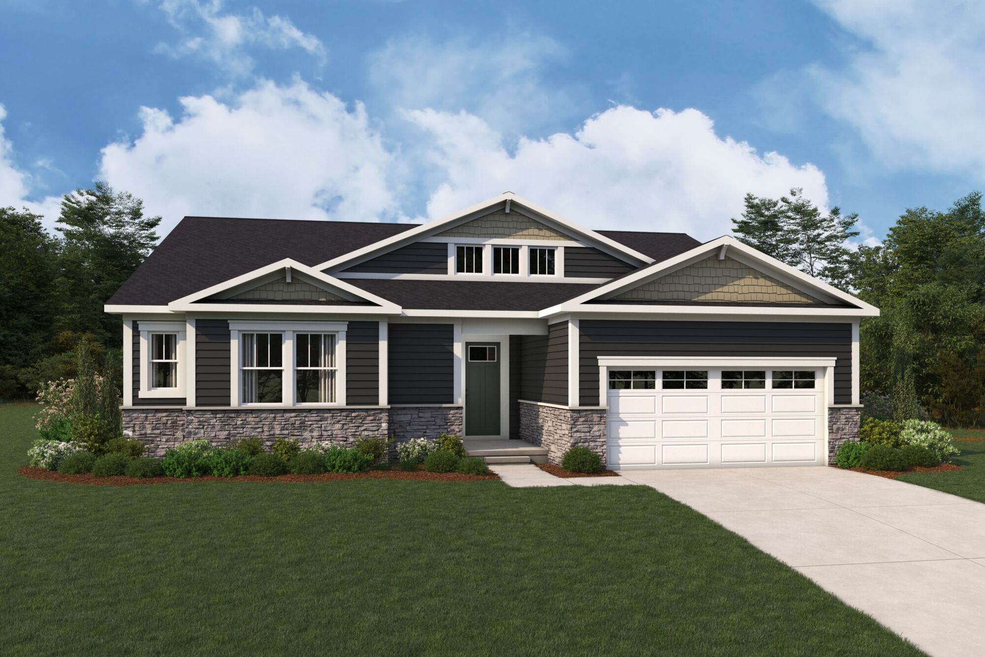 Exterior:Allegheny Craftsman Elevation rendering