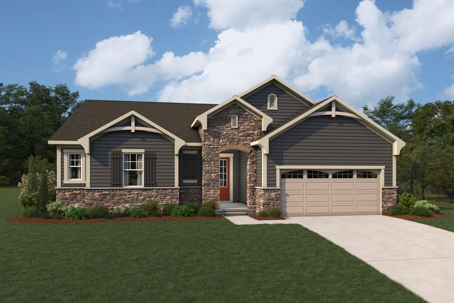 Exterior:Allegheny French Country Elevation rendering