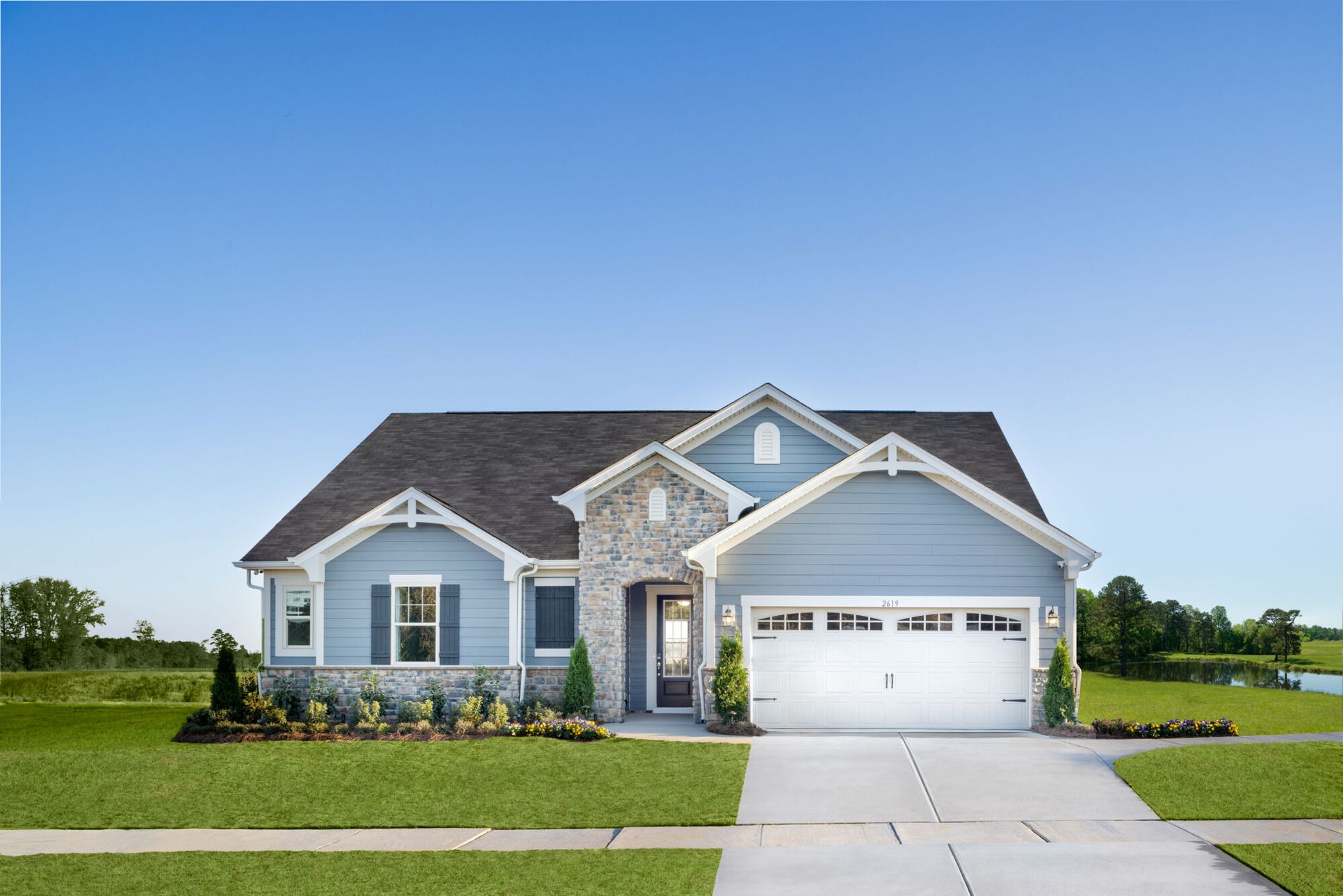 Exterior:Appalachian model French Country elevation.