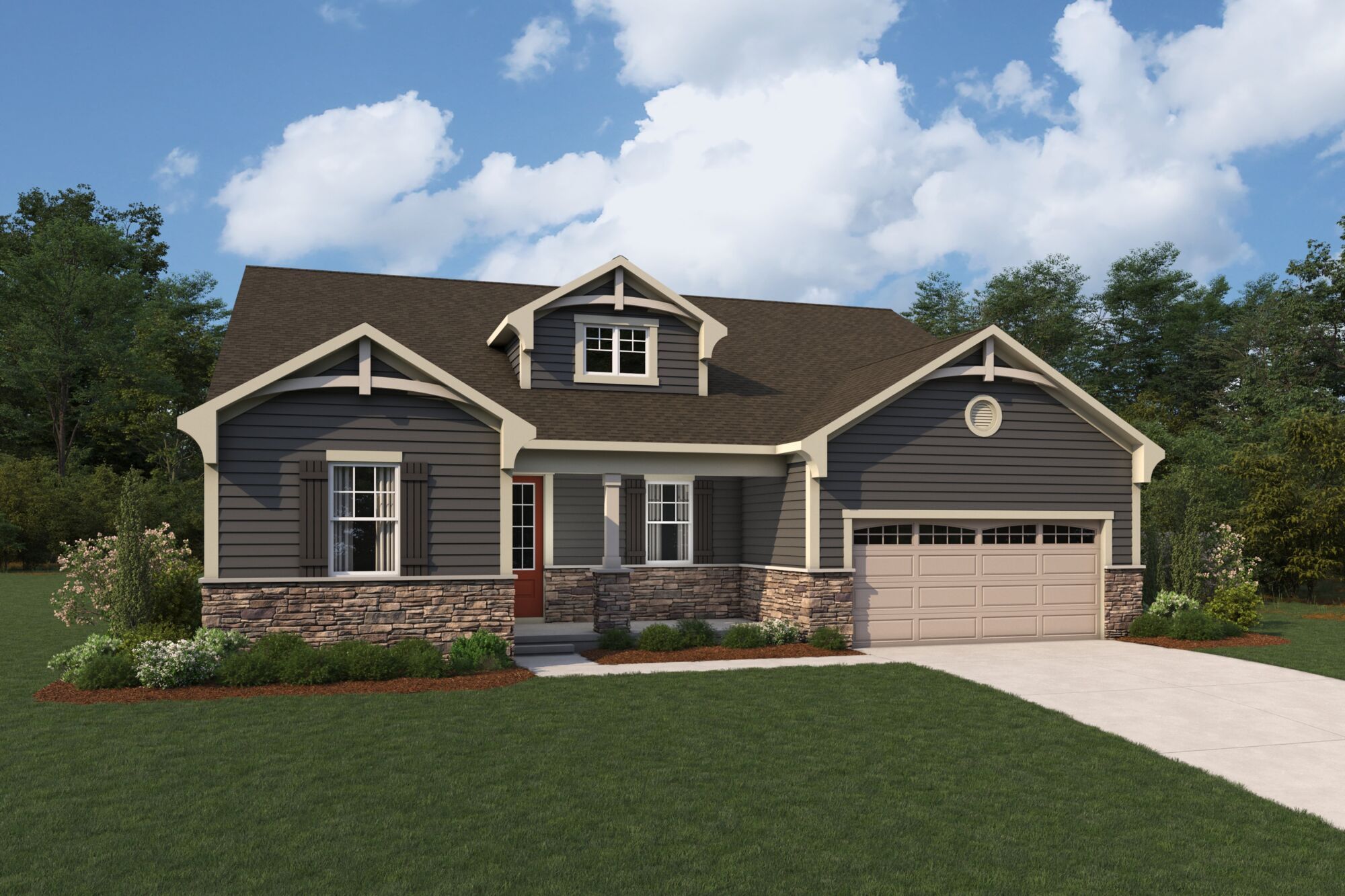 Exterior:Florissant French Country Elevation rendering