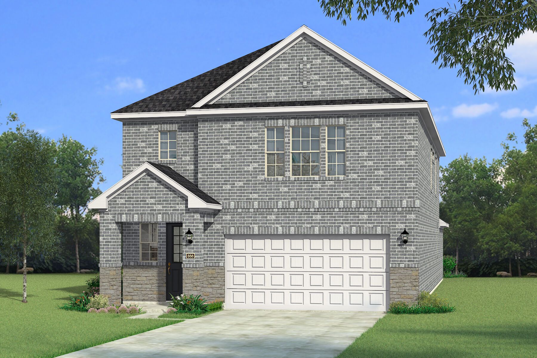 The Redding - Traditional with Stone Elevation