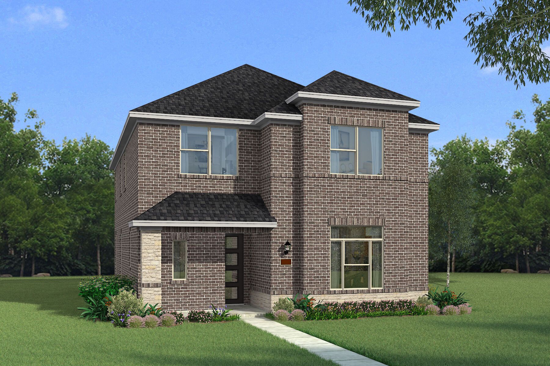 Exterior:The Cypress - Modern Prairie with Stone Elevation
