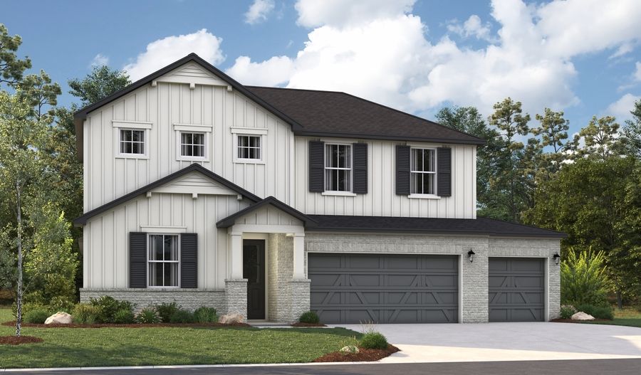 Elderberry-X966-Austin Master Elevation A (3-car):The Elderberry Elevation A