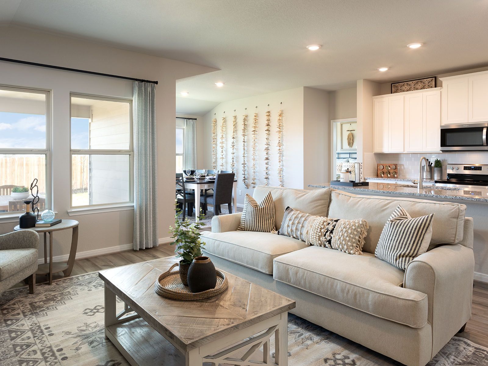 Relax in the spacious family room.