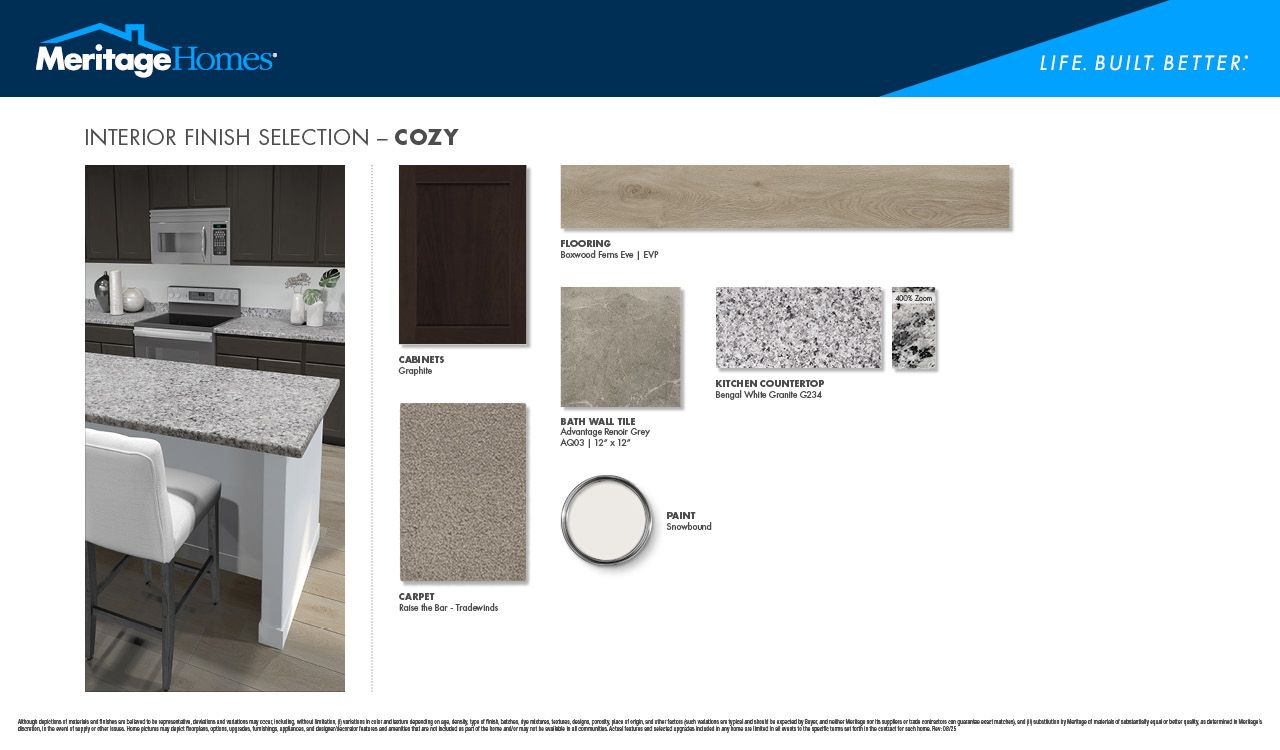 Cozy Interior Package:Graphite-colored cabinets and granite countertops