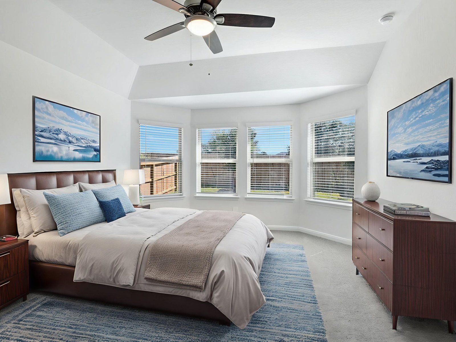 Virtually staged primary suite in the Callaghan floorplan at a Meritage Homes community.:Virtually Staged Primary Suite