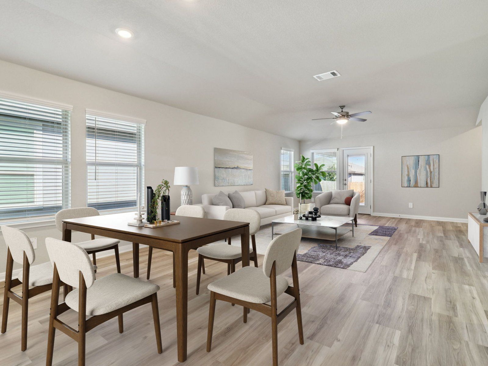 Virtually staged dining room in the Allen floorplan at a Meritage Homes community.:Virtually Staged Dining Room