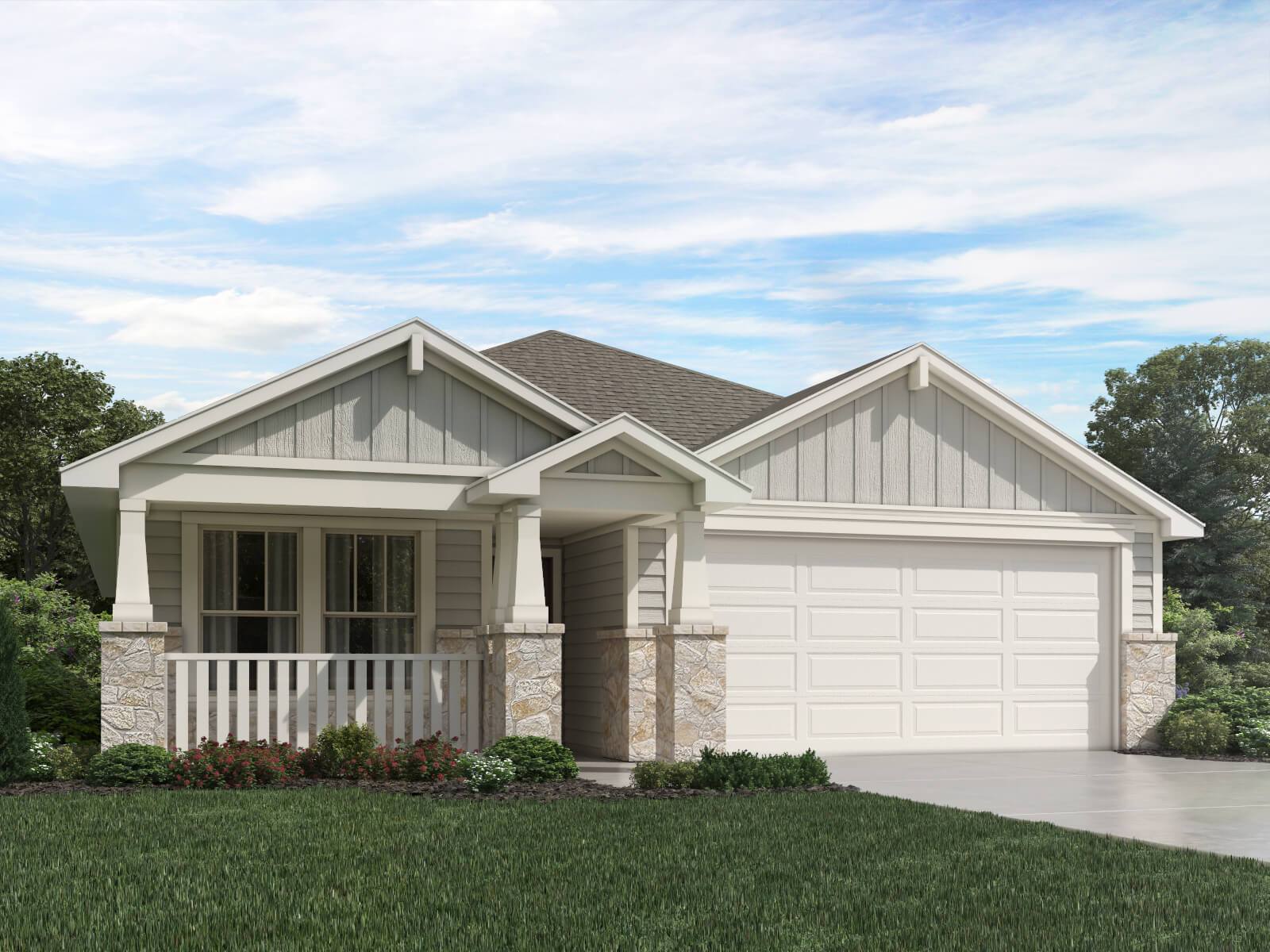 Front exterior render, elevation T.:Front exterior render, elevation T.