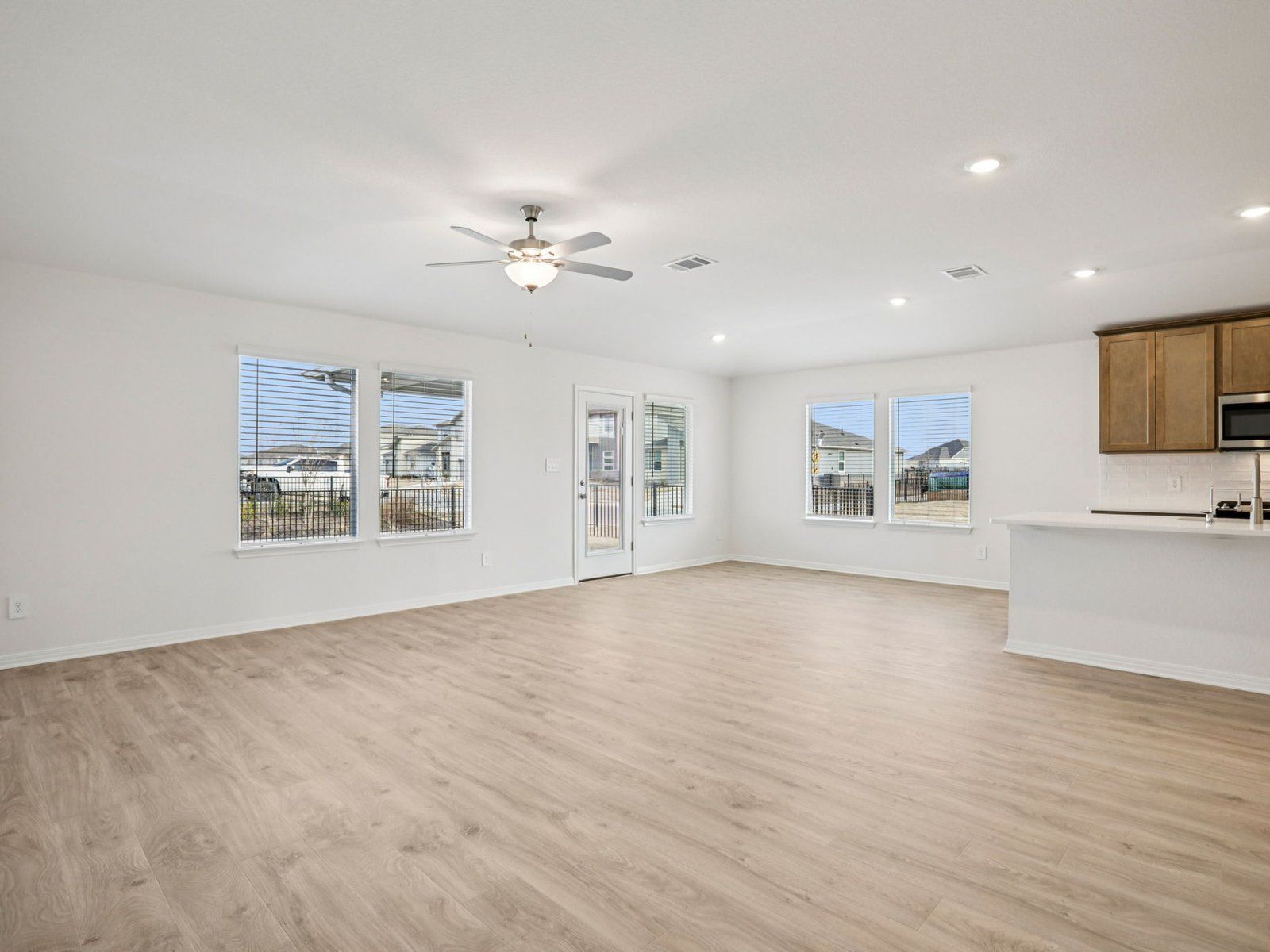 Kitchen, Living, and Dining Areas:The Fitzhugh (402) Floorplan