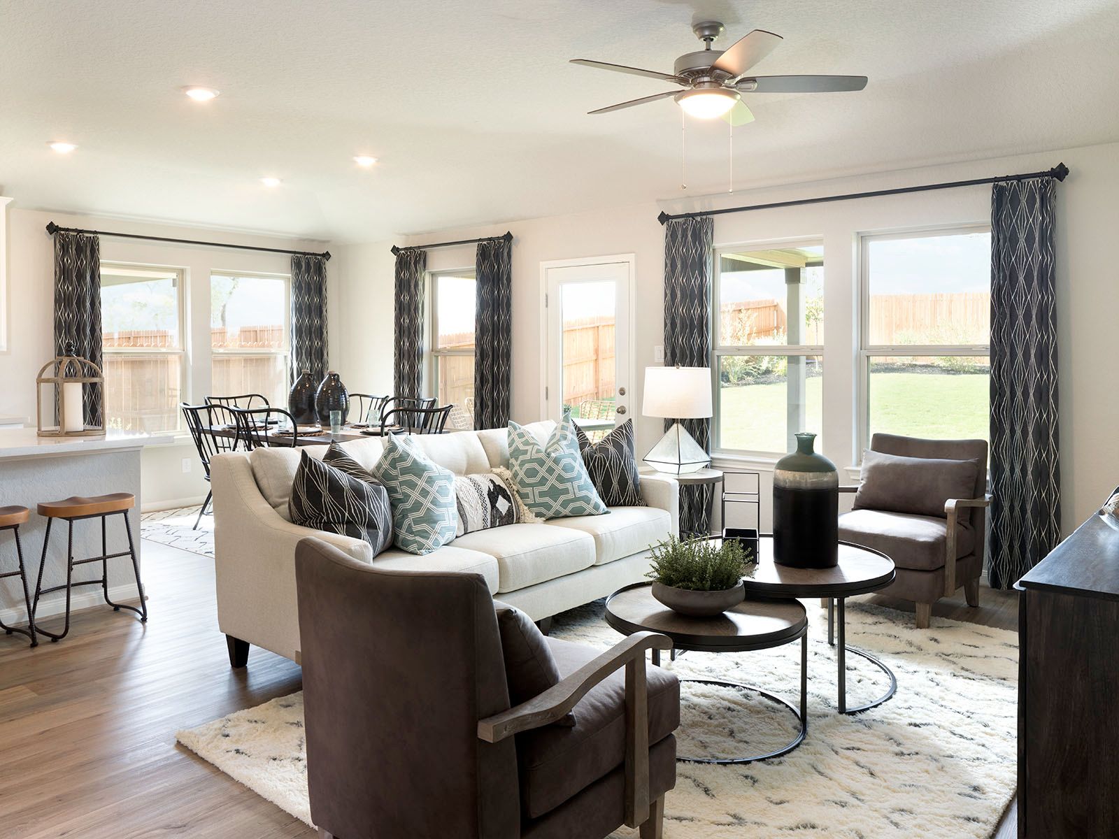 Relax in the spacious family room.:Relax in the spacious family room.