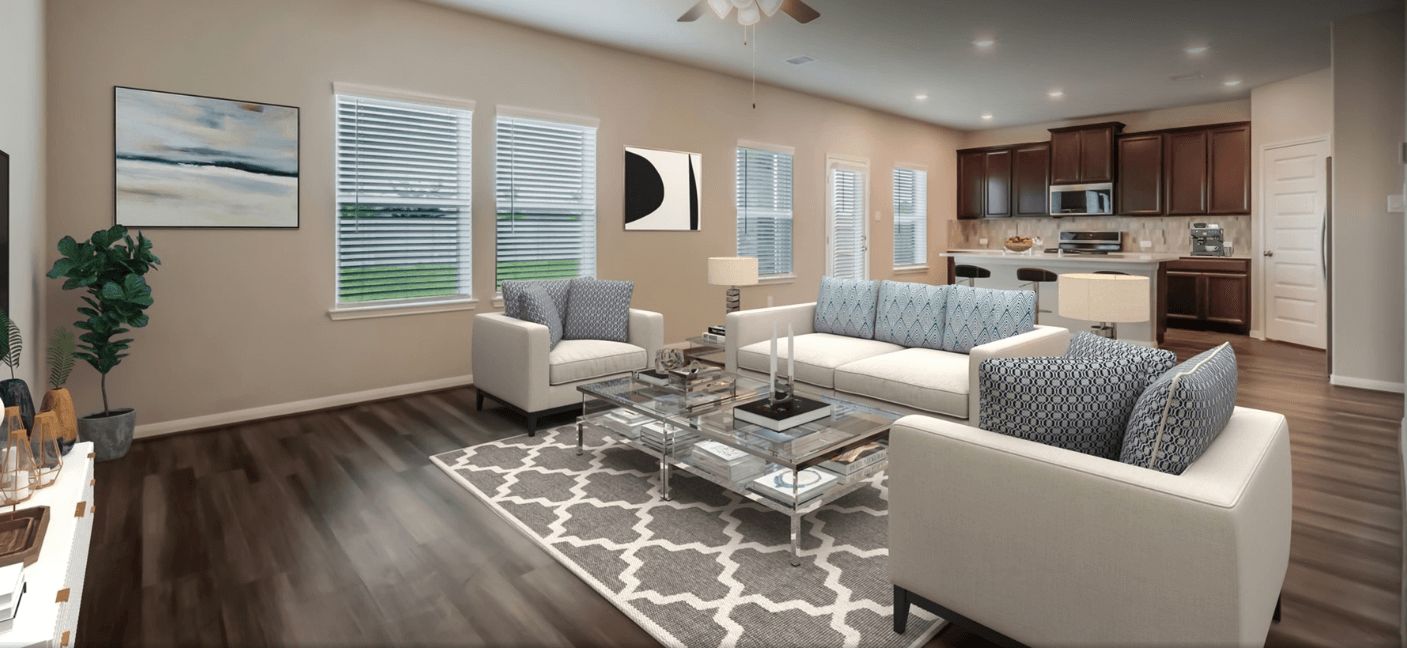 Relax in the spacious family room.:Relax in the spacious family room.
