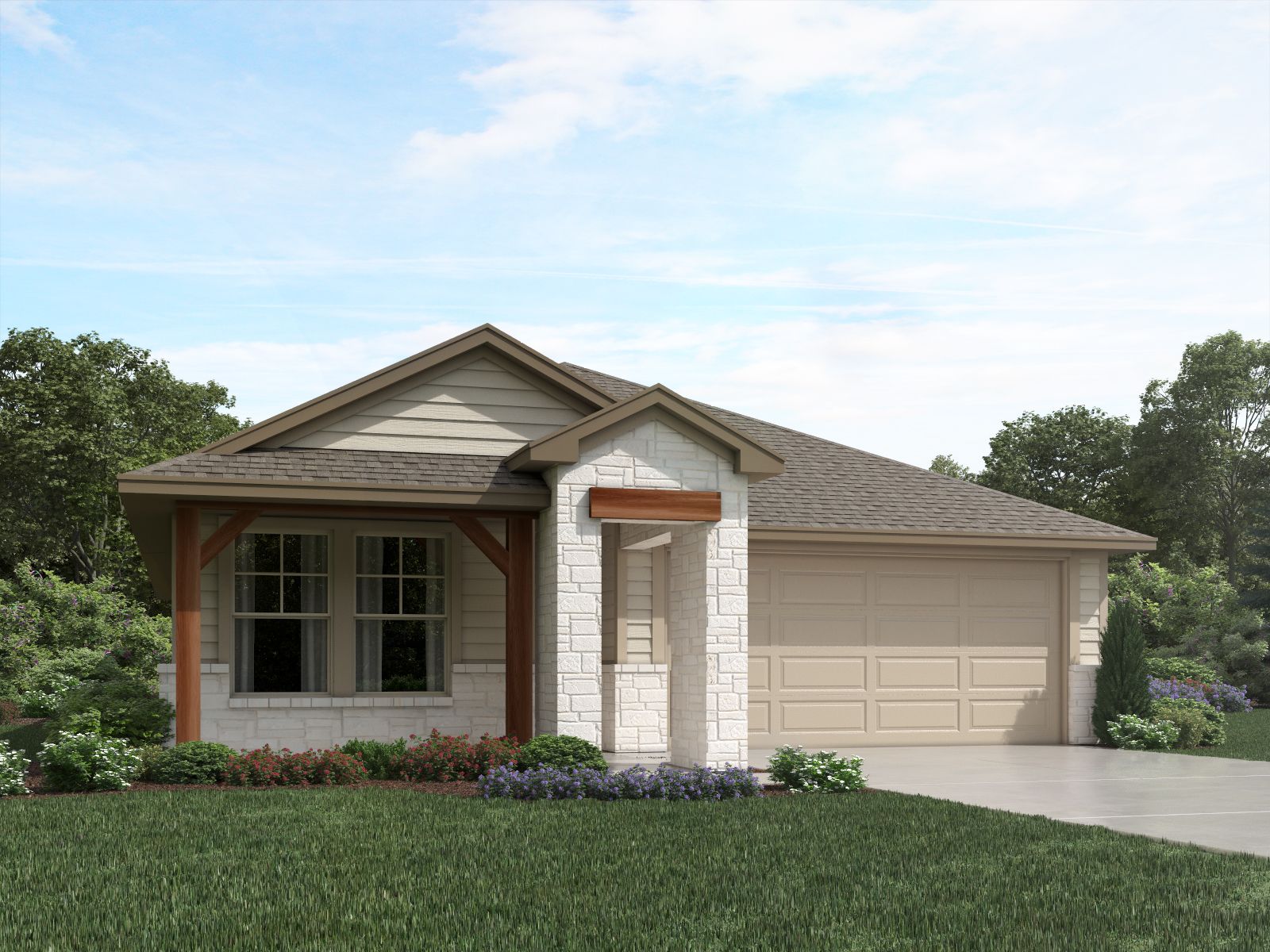 The Hughes (841) Floorplan N Elevation Rendering:The Hughes (841) Floorplan N Elevation Rendering