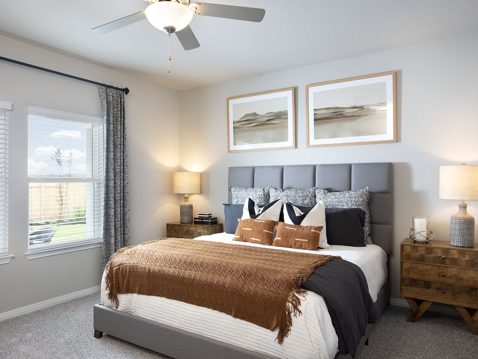 The main floor primary suite is tucked away at the back of the house.:The main floor primary suite is tucked away at the back of the house.