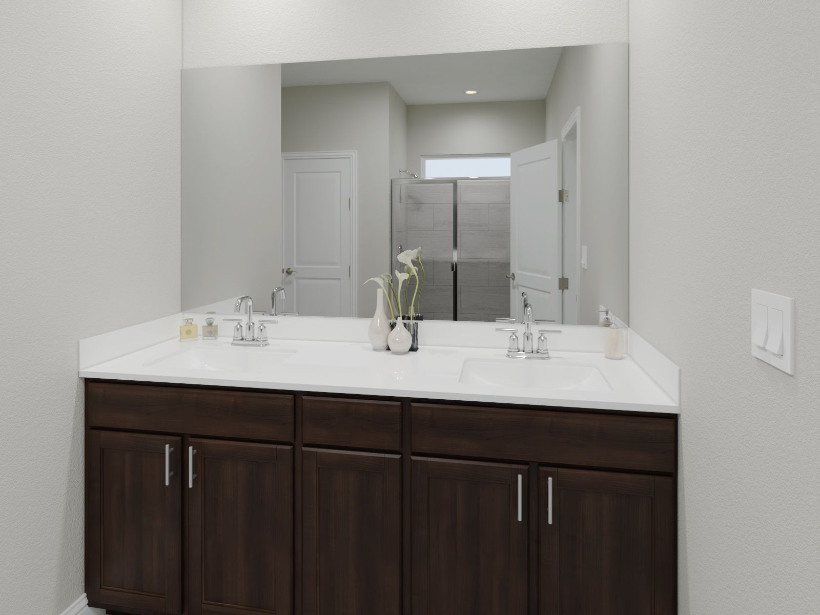 Primary Bathroom:Dual sinks in the primary bathroom