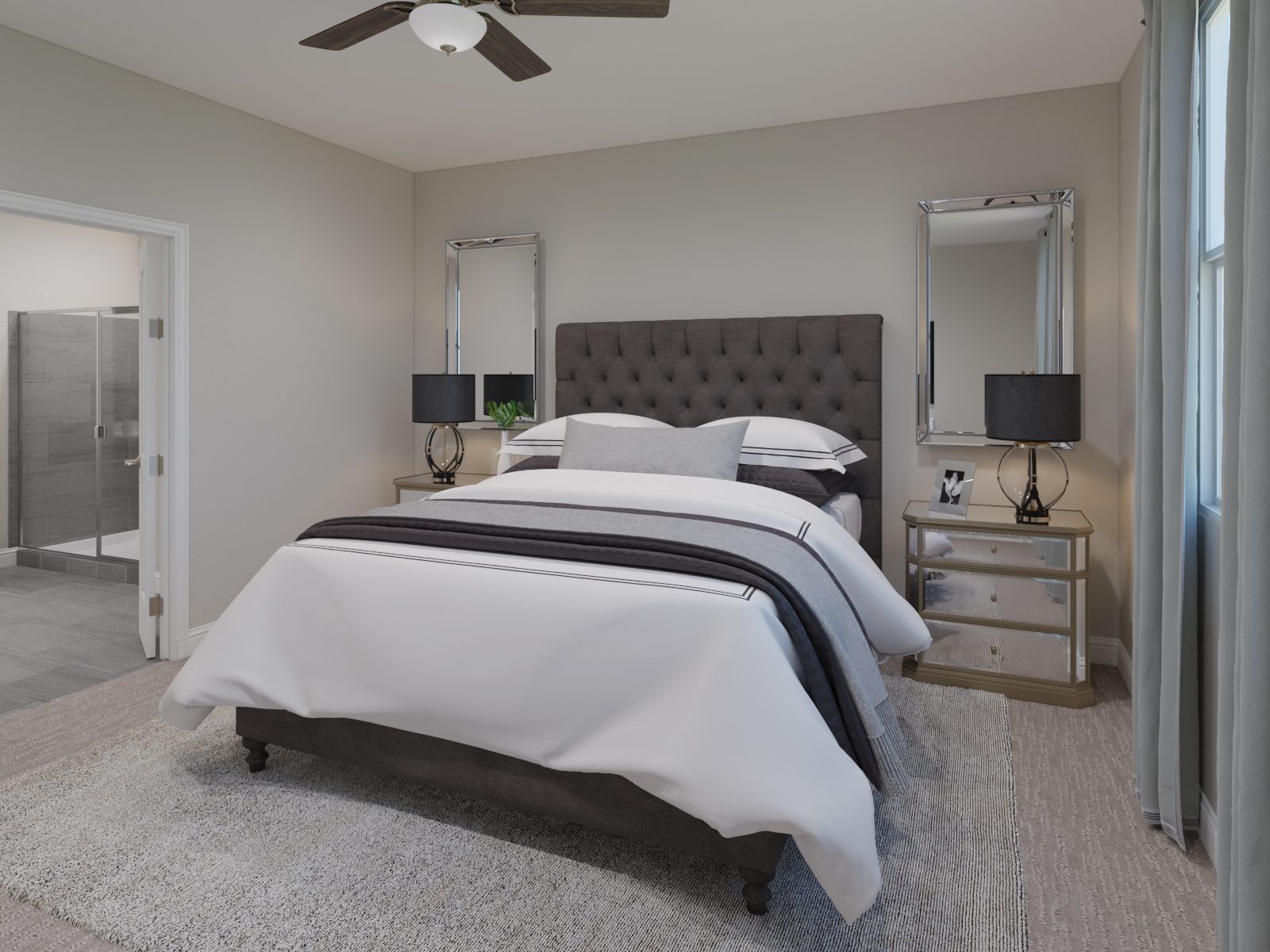 Relax after a long day in the primary oasis:Primary Bedroom