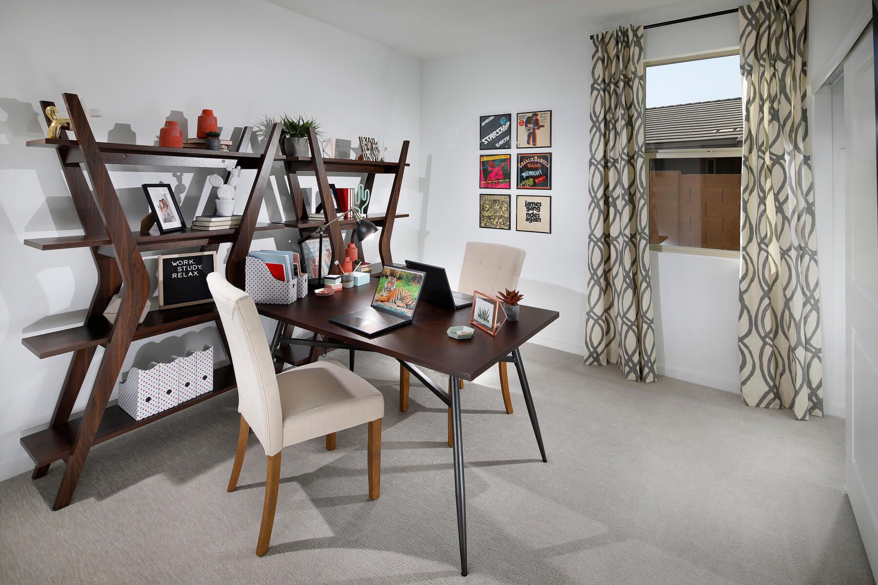 Model photography:Office in Amber Floorplan modeled at The Enclave at Mission Royale