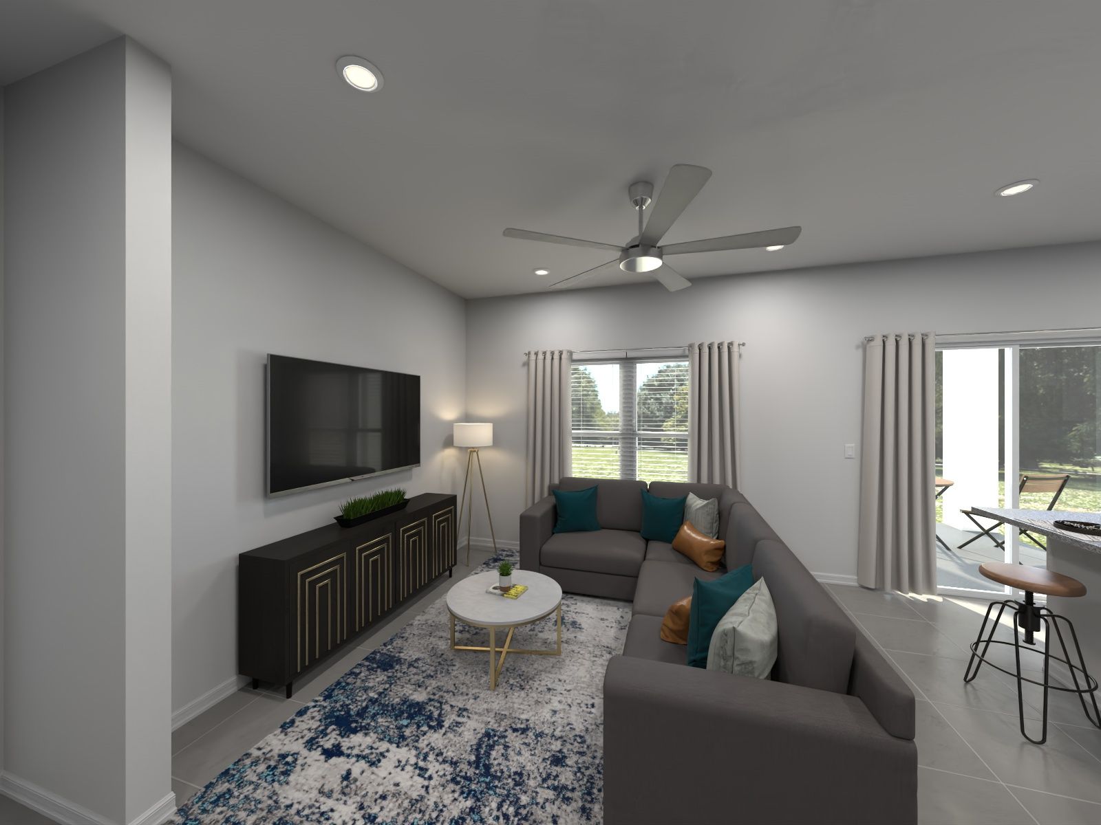 Virtual rendering of living room in Asher floorplan:Virtual rendering of living room in Asher floorplan