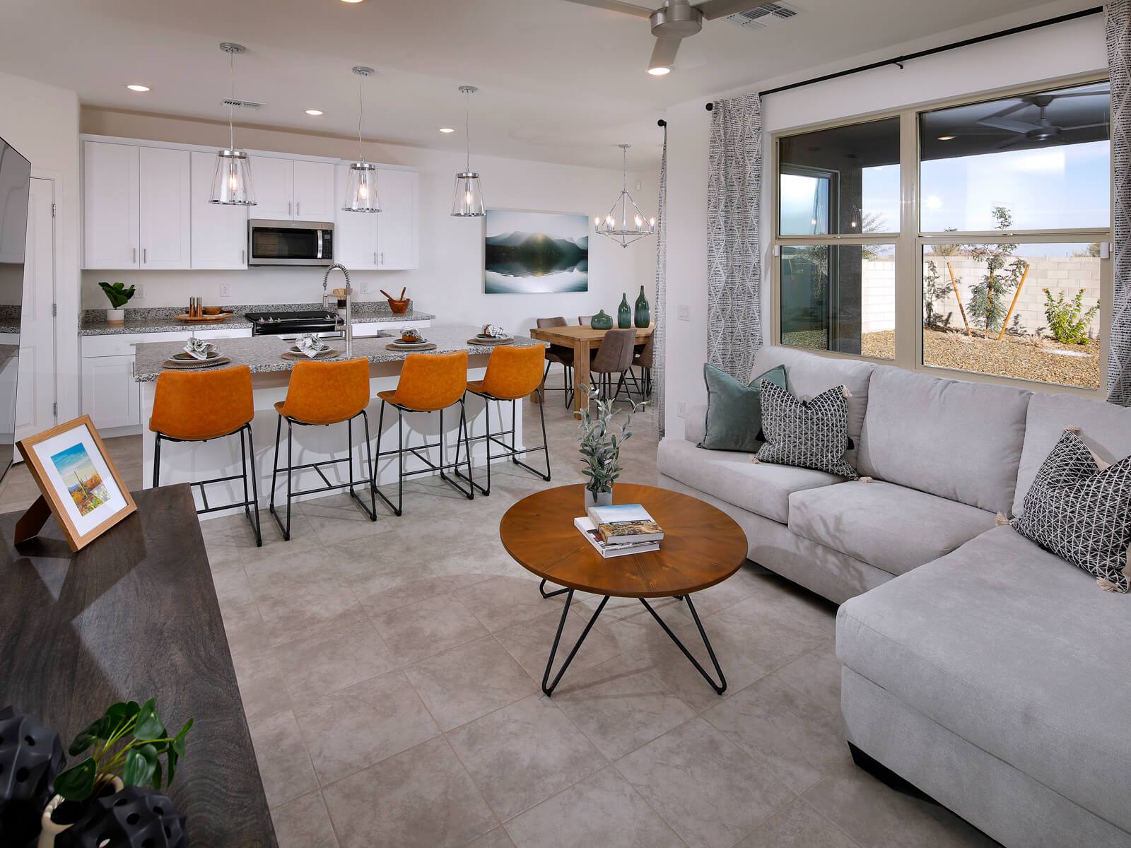 PHX_PalomaCrk_Sierra_Crisp_GreatRoom.jpg:Great Room in the Sierra Floorplan at Paloma Creek
