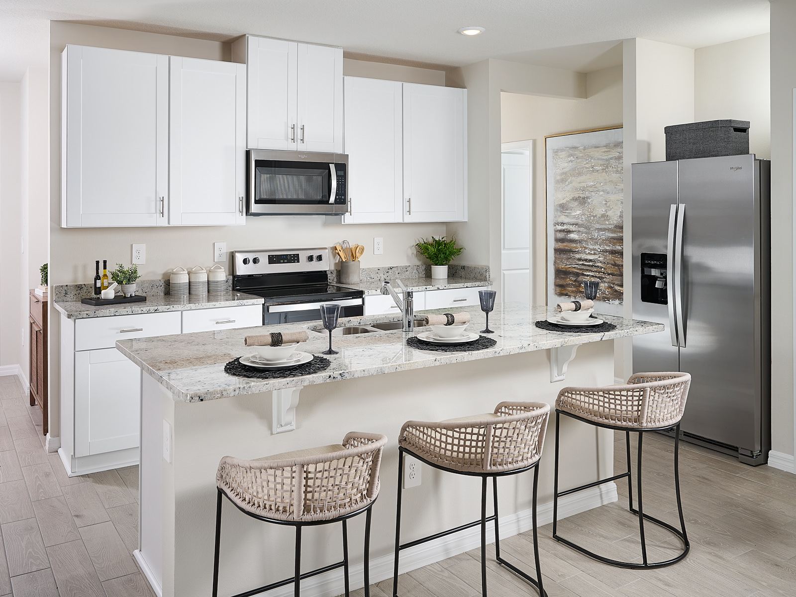 Kitchen of the Acadia floorplan modeled at Park East.:Kitchen of the Acadia floorplan modeled at Park East.