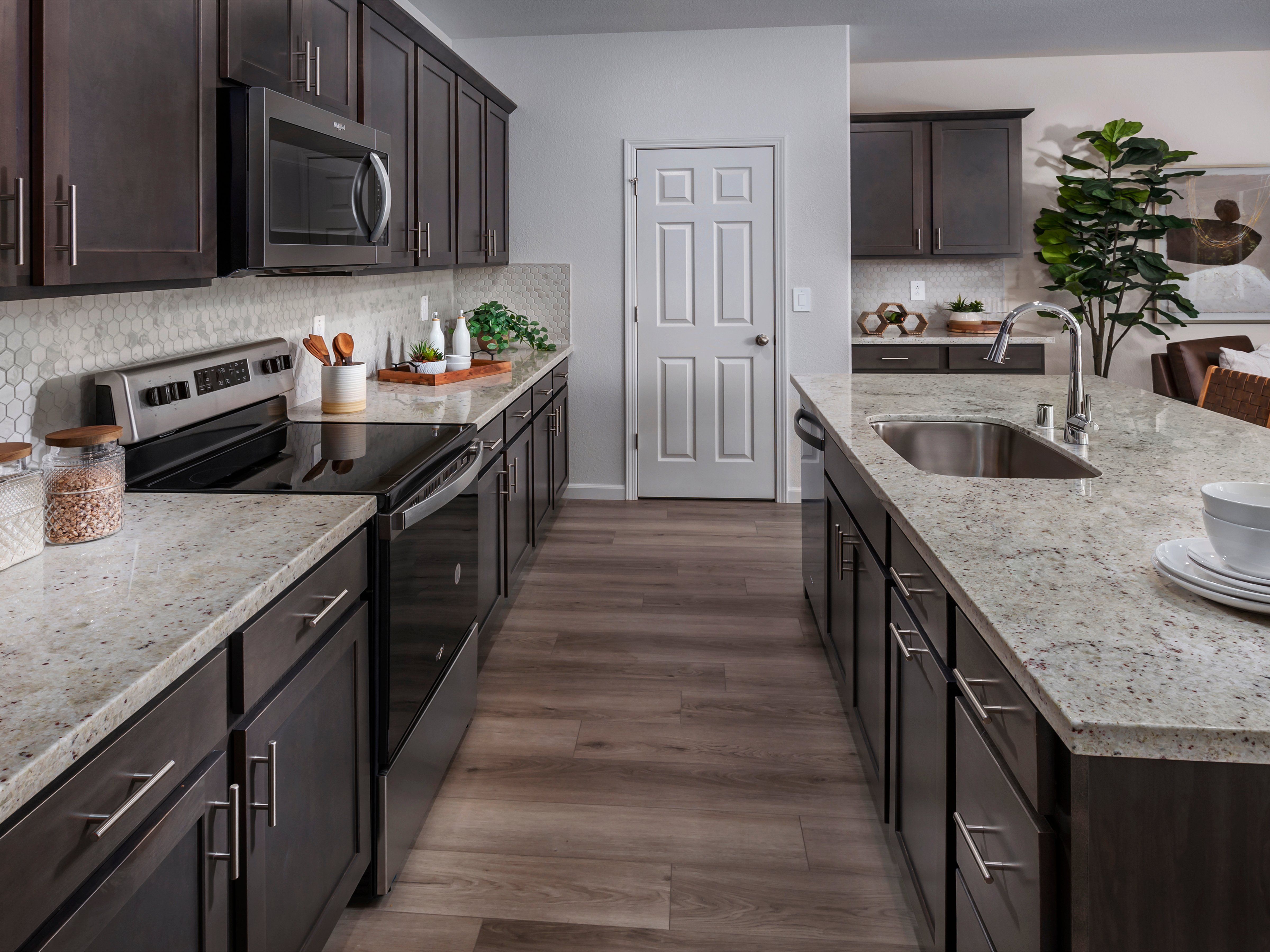 Residence 1 kitchen modeled at a nearby Meritage community.:Residence 1 kitchen modeled at a nearby Meritage community.