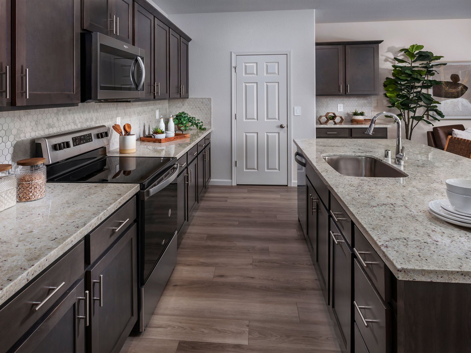 Residence 1 kitchen modeled at a nearby Meritage community.:Residence 1 kitchen modeled at a nearby Meritage community.
