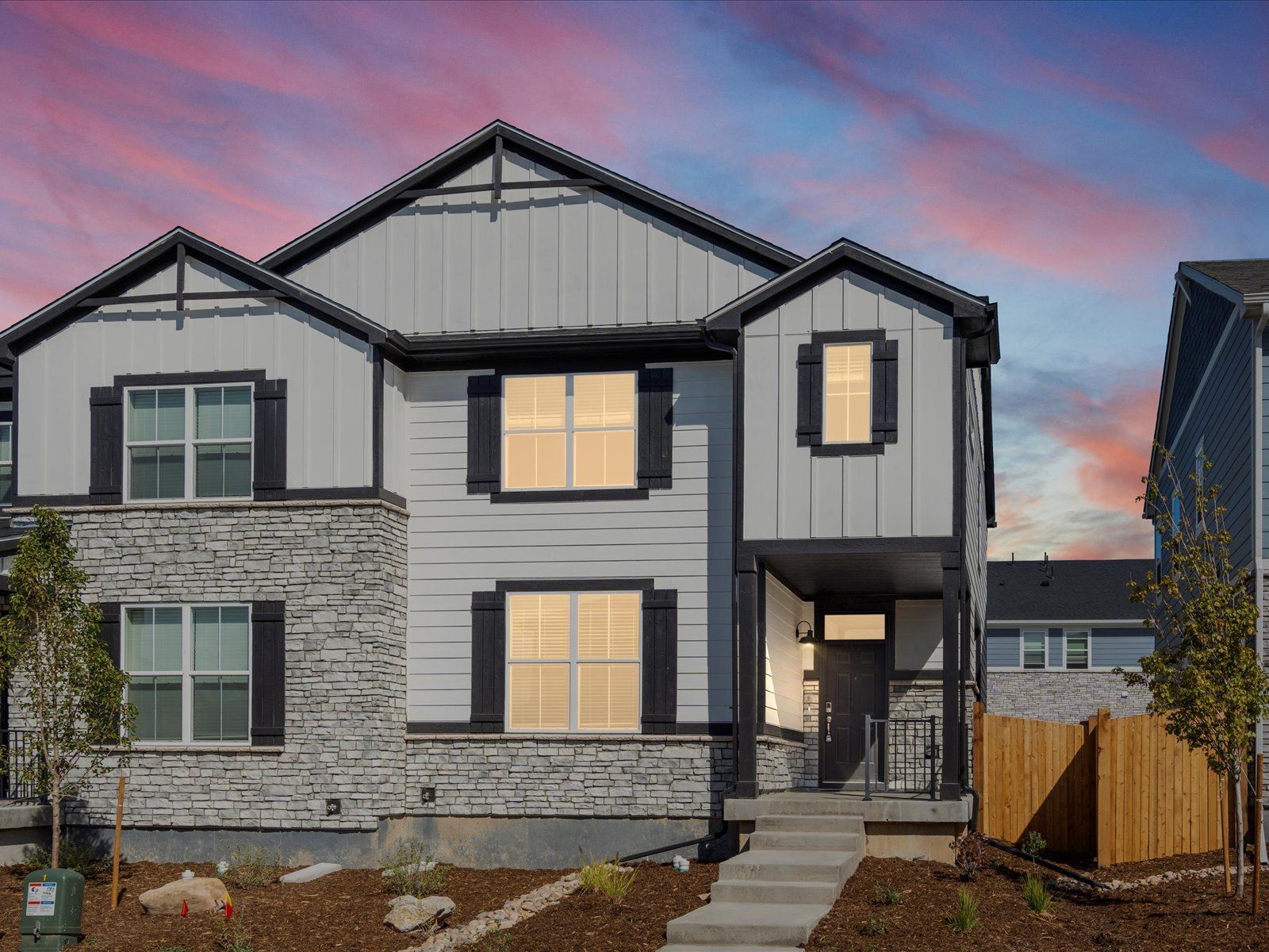 The Keystone floorplan exterior image taken at a Meritage Homes community in Aurora, CO.