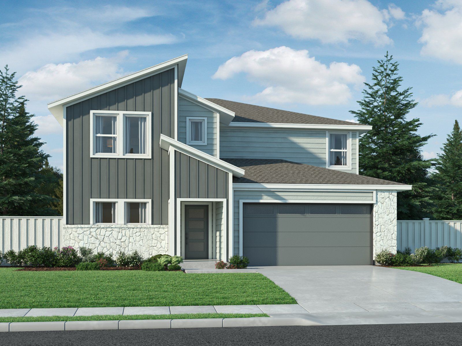 The Woodside (456) Floorplan X Elevation Rendering:The Woodside (456) Floorplan X Elevation Rendering