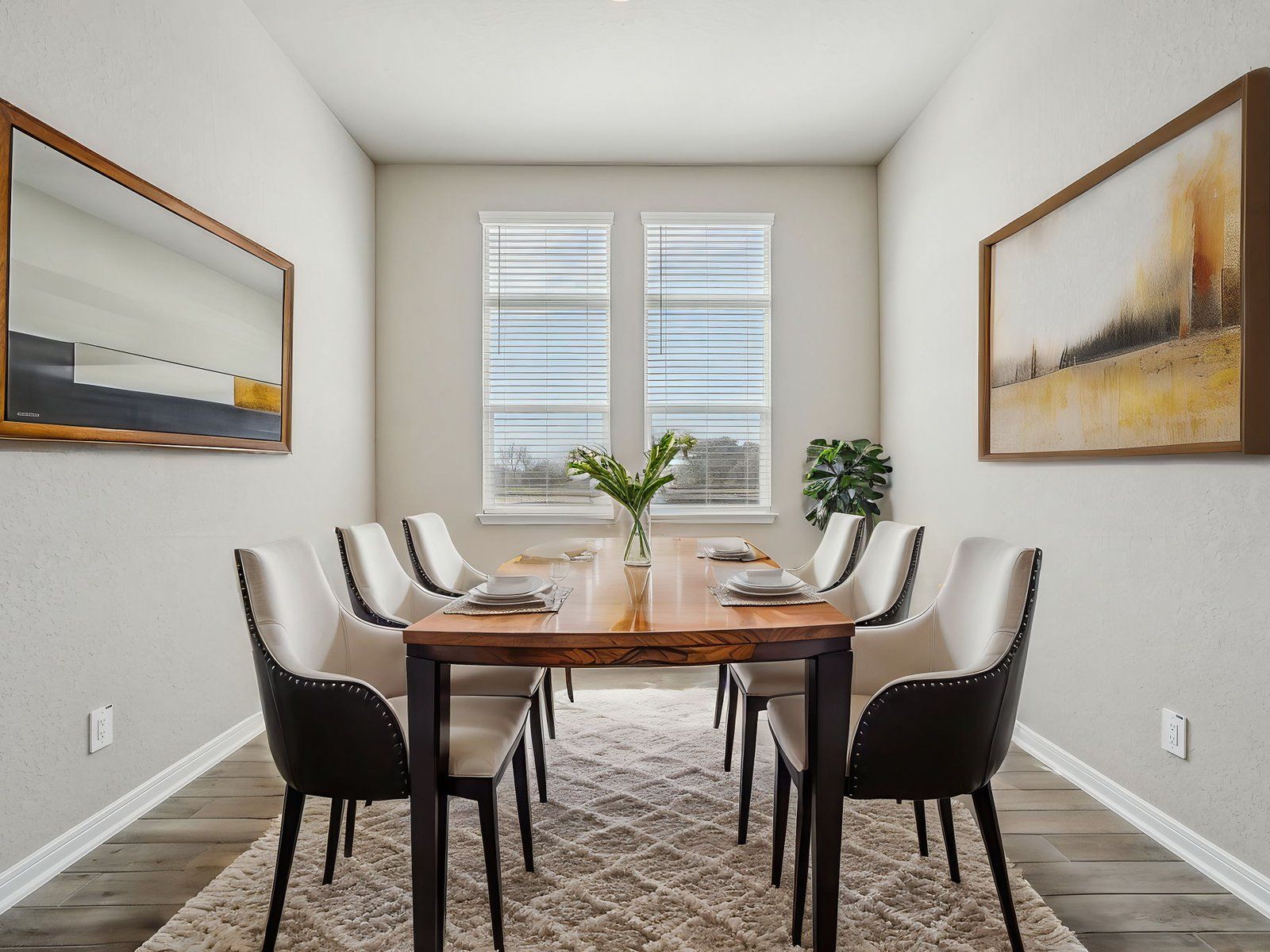 Virtually staged dining room in the Holly floorplan at a Meritage Homes community.:SAN_Carmel Ranch_Holly_4004_Dining_12609 Winding Butte_029 Virtually Staged.jpg