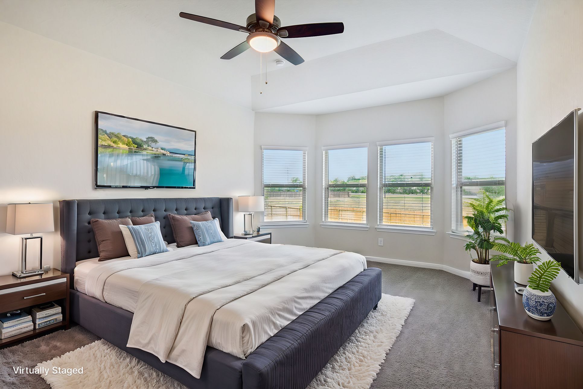 Virtually staged primary suite in the McKinnon floorplan at a Meritage Homes community.:Virtually Staged Primary Suite