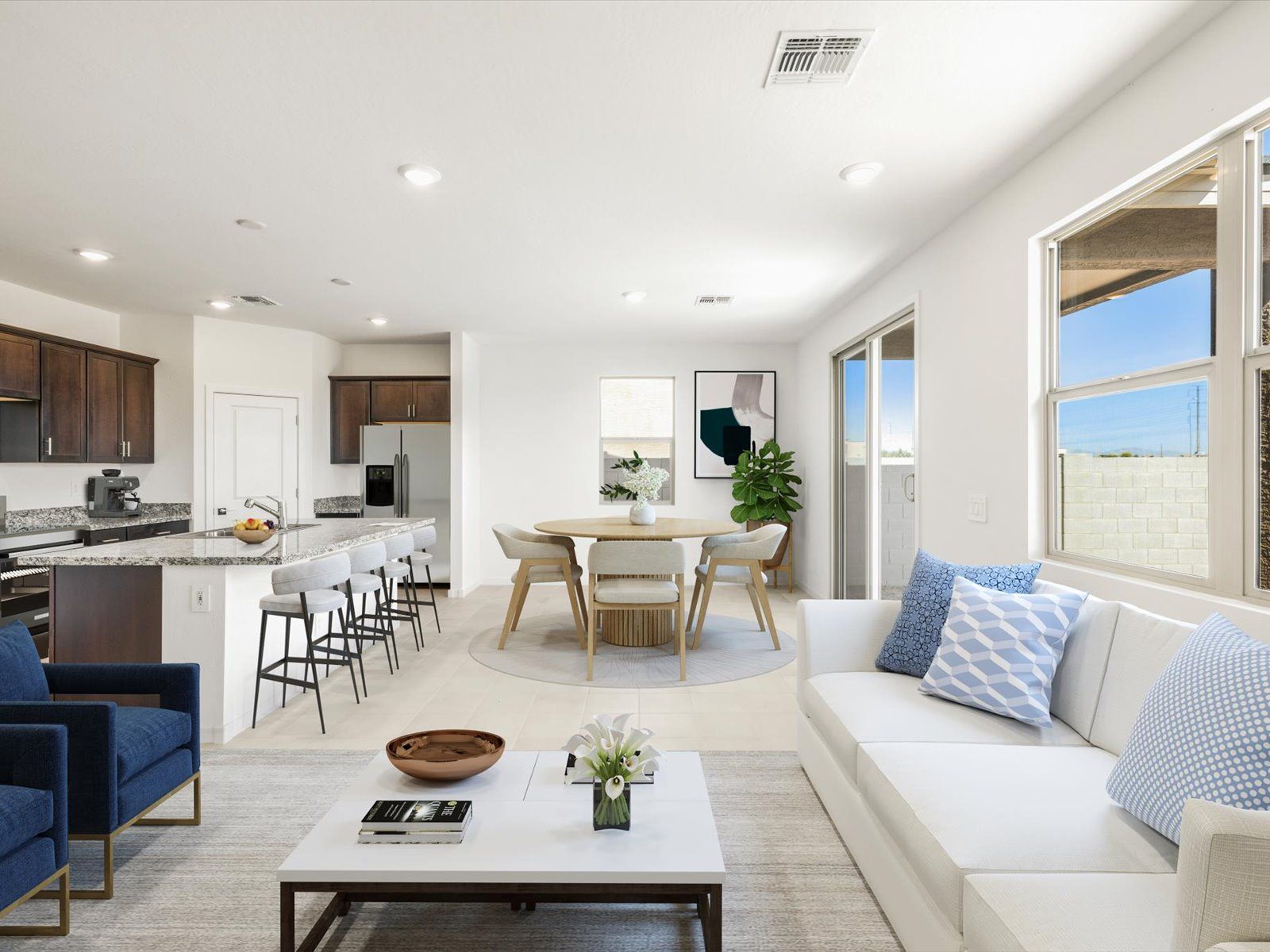 PHX_Hurley-Ranch_Everett_Living_B_8828-W-Albeniz-Pl:Virtual staging of the Everett floorplan at Hurley ranch in Tolleson, AZ.