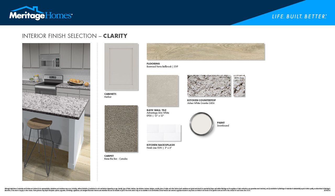 Clarity Interior Package:Light grey countertops and granite countertops