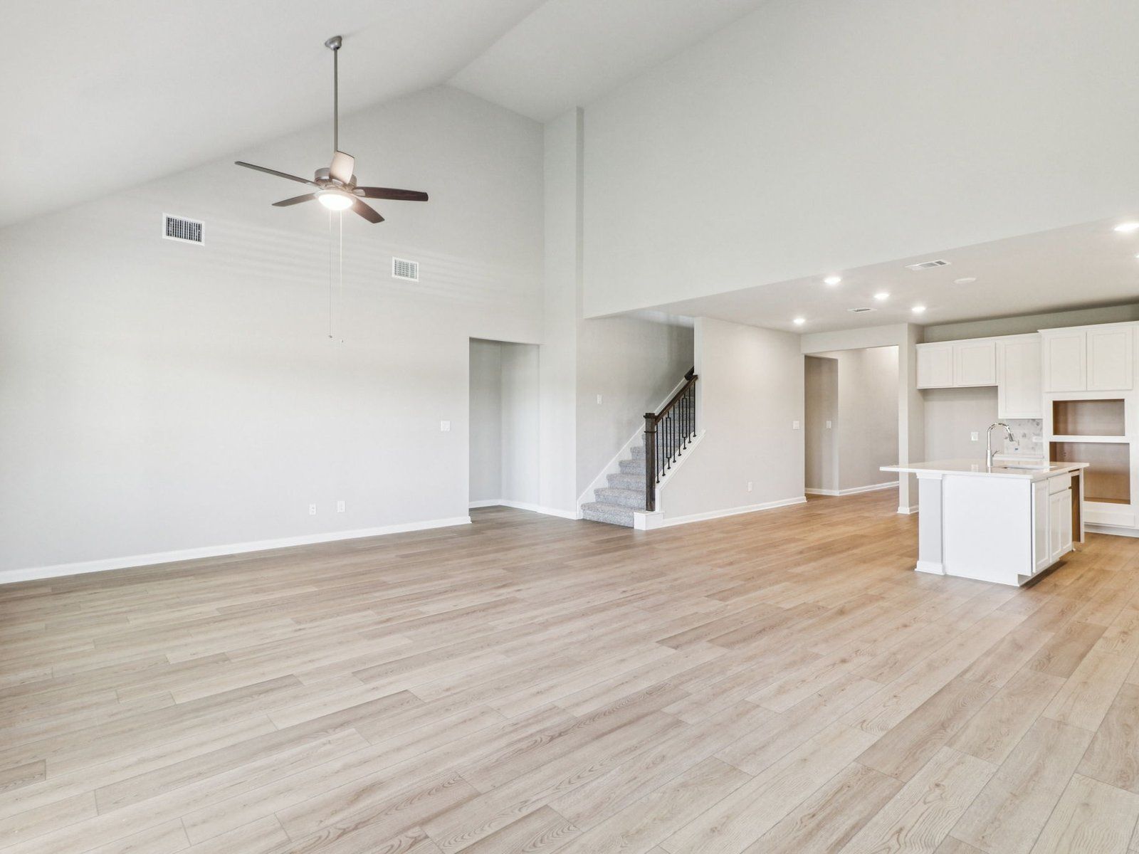Living room in the Kessler floorplan at a Meritage Homes community in San Antonio, TX.:Living Room