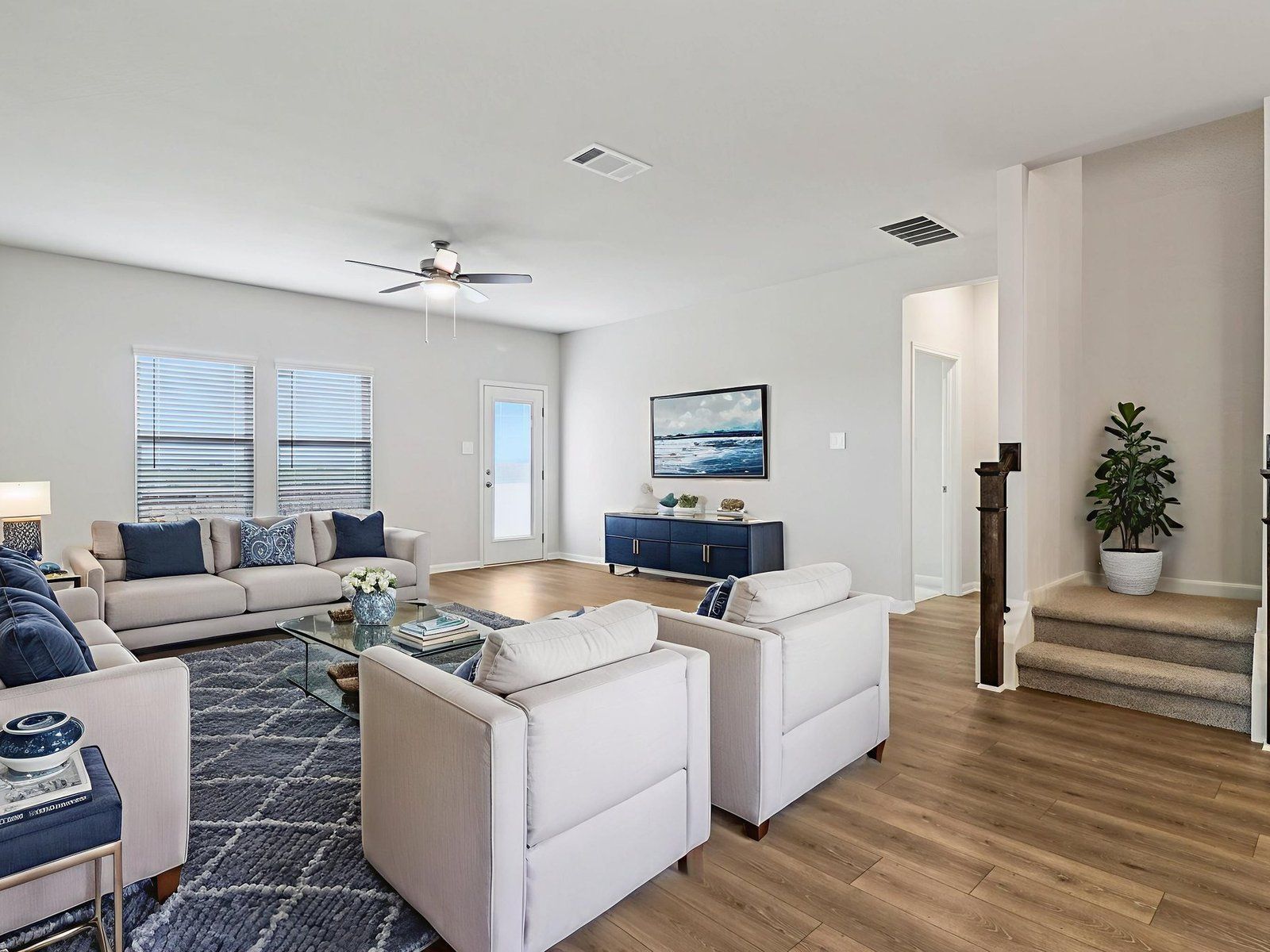 Virtually staged living room in the Matador floorplan by Meritage Homes in San Antonio, TX.:Virtually Staged Living Room