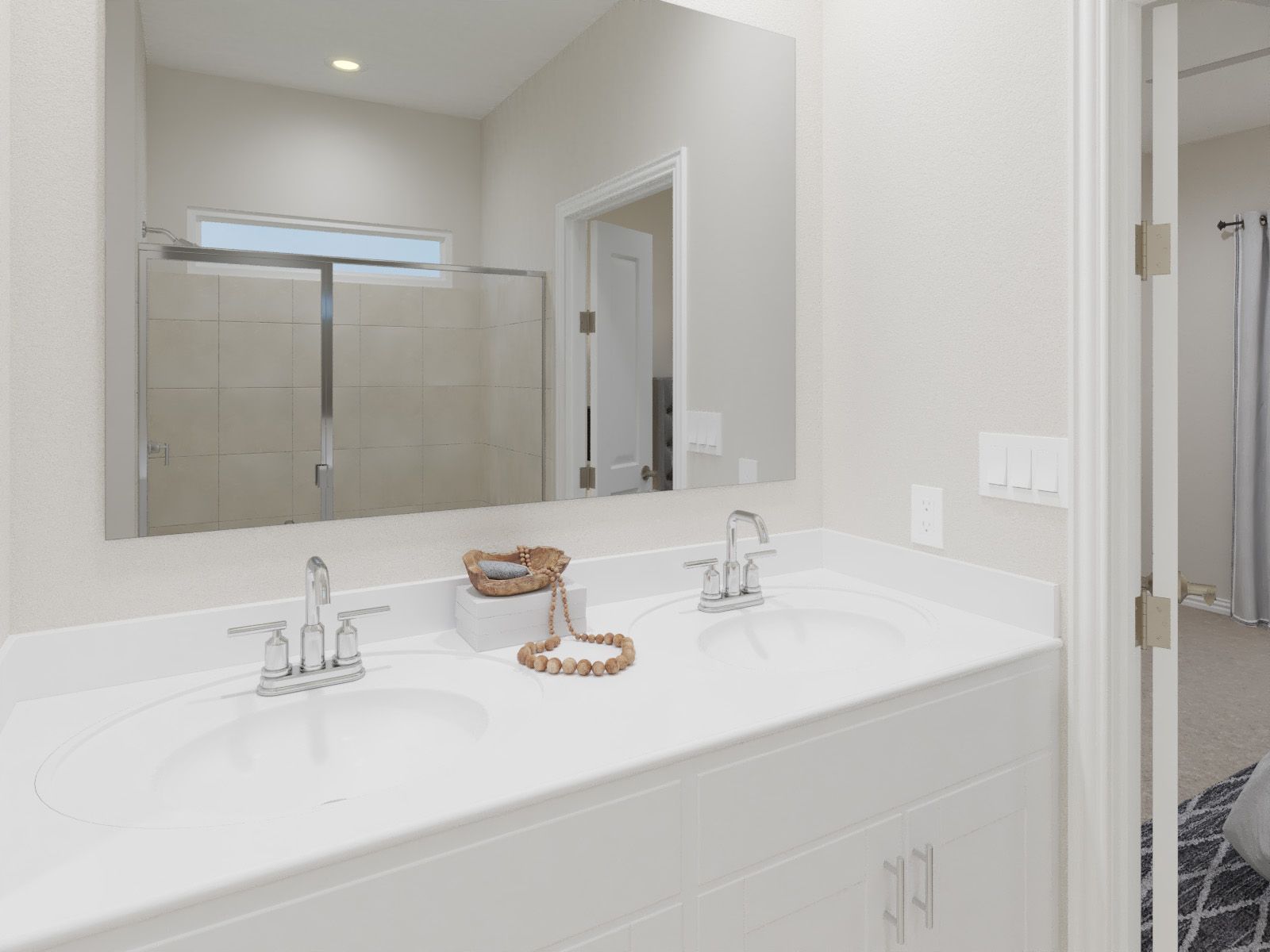 Dual vanities perfect for getting ready.:Primary Bath Rendering