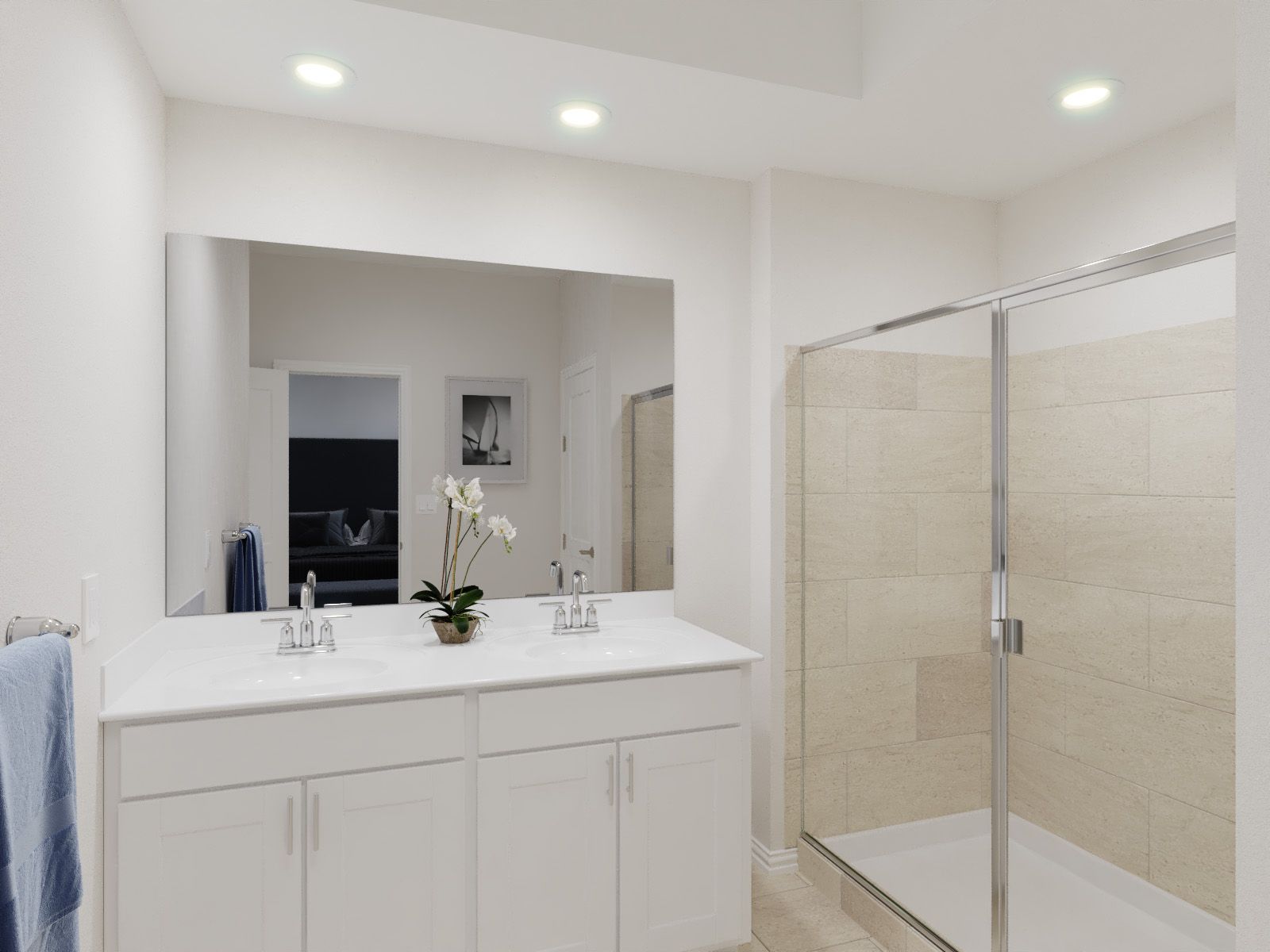 Primary Bath:Dual vanities perfect for getting ready.