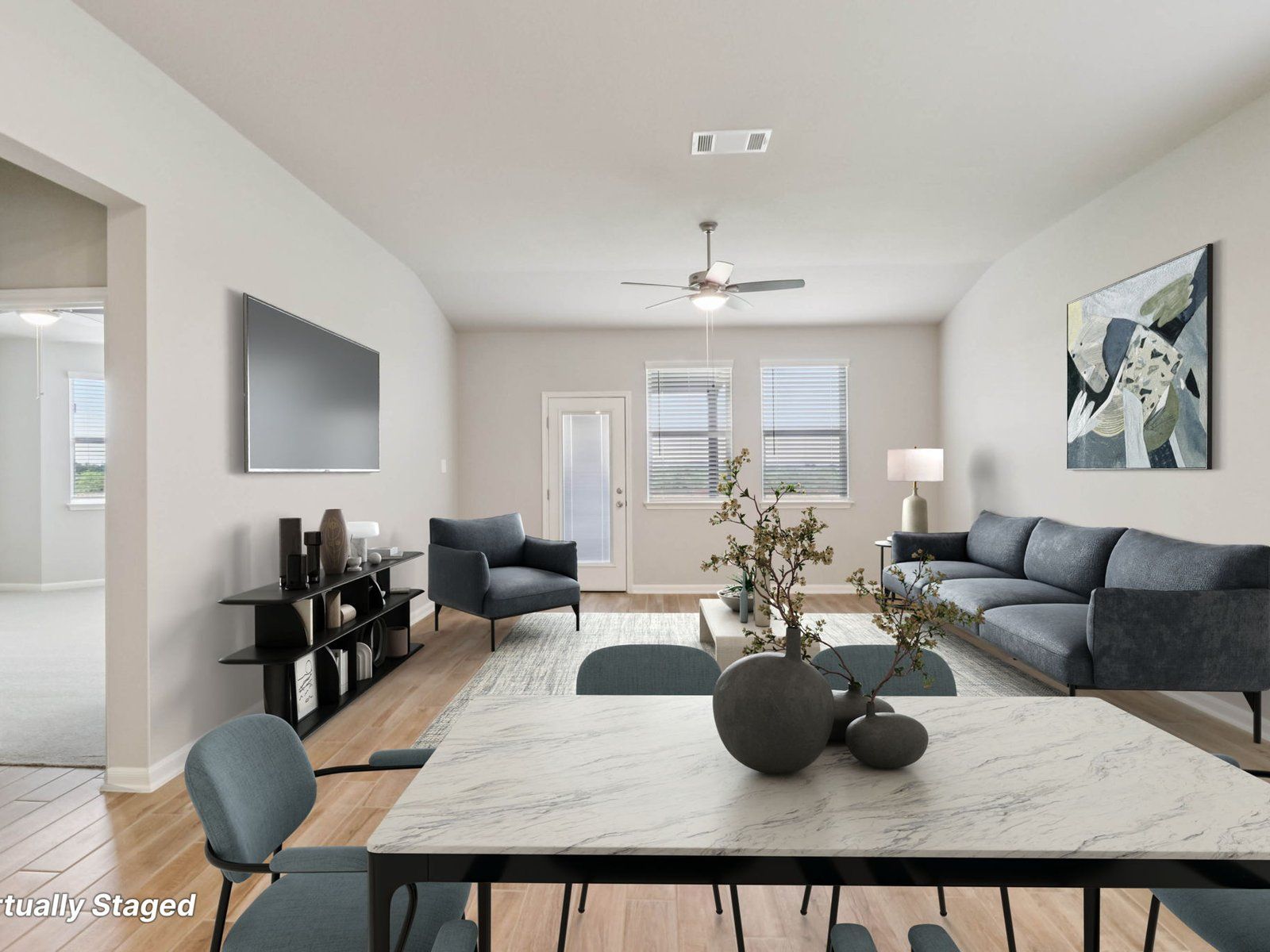 Virtually Staged Dining and Living Room:Virtually Staged Dining and Living Room