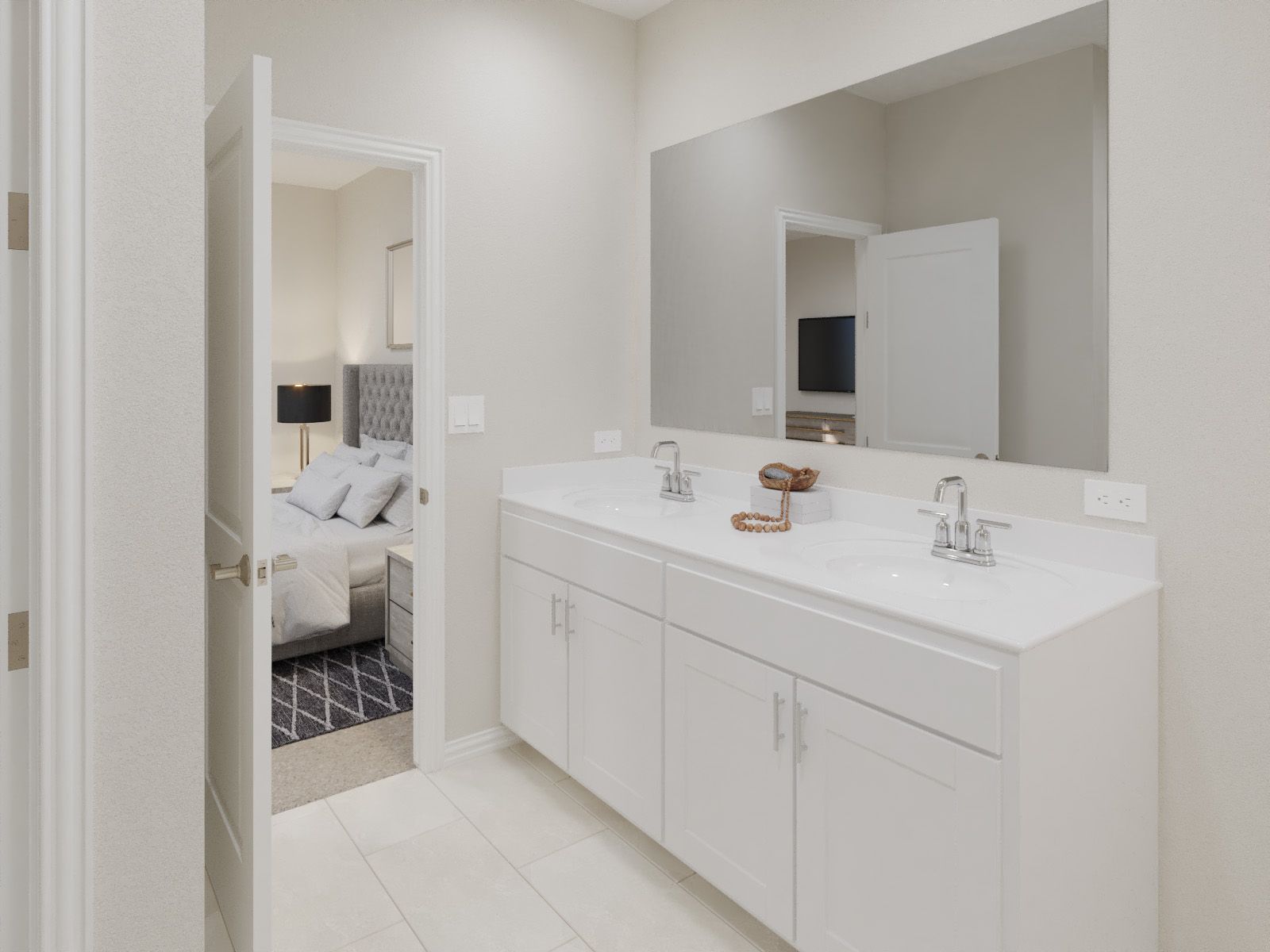 Dual vanities perfect for getting ready.:Primary Bathroom