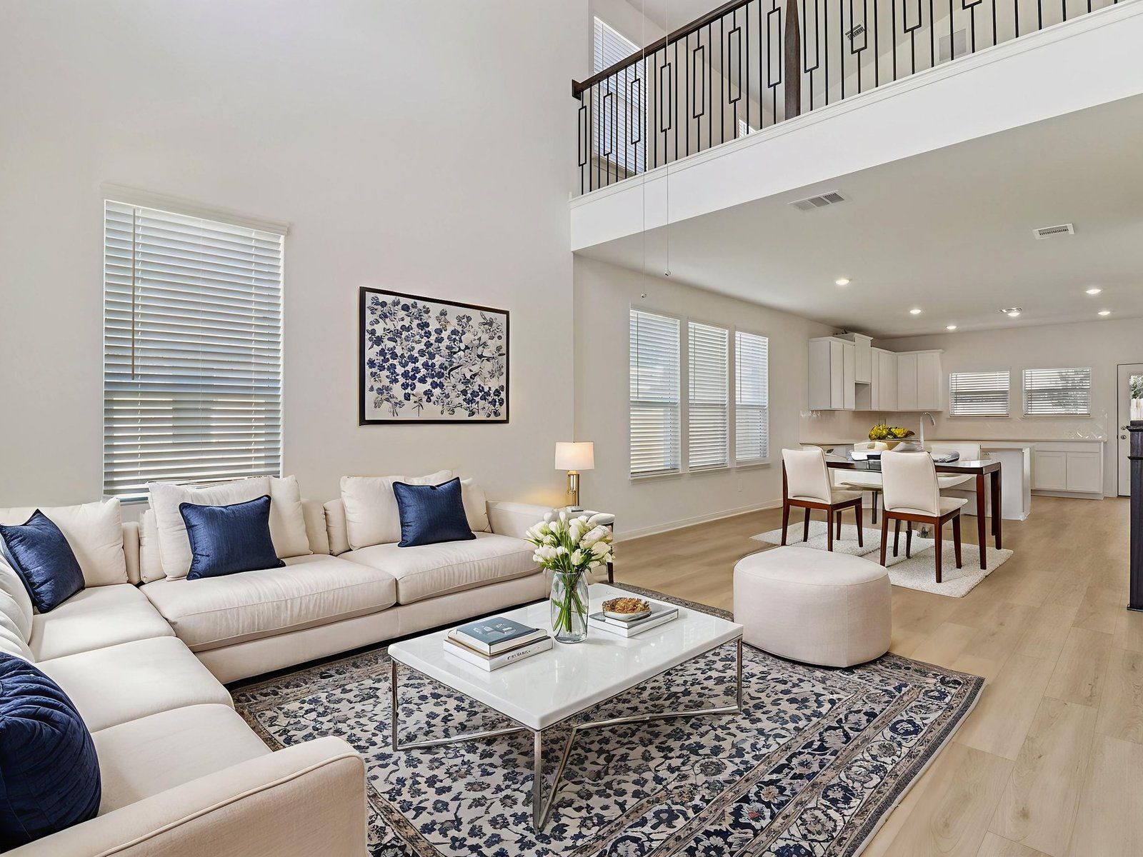 Virtually Staged Living Room:Virtually staged living room in the Medina floorplan at a Meritage Homes community.