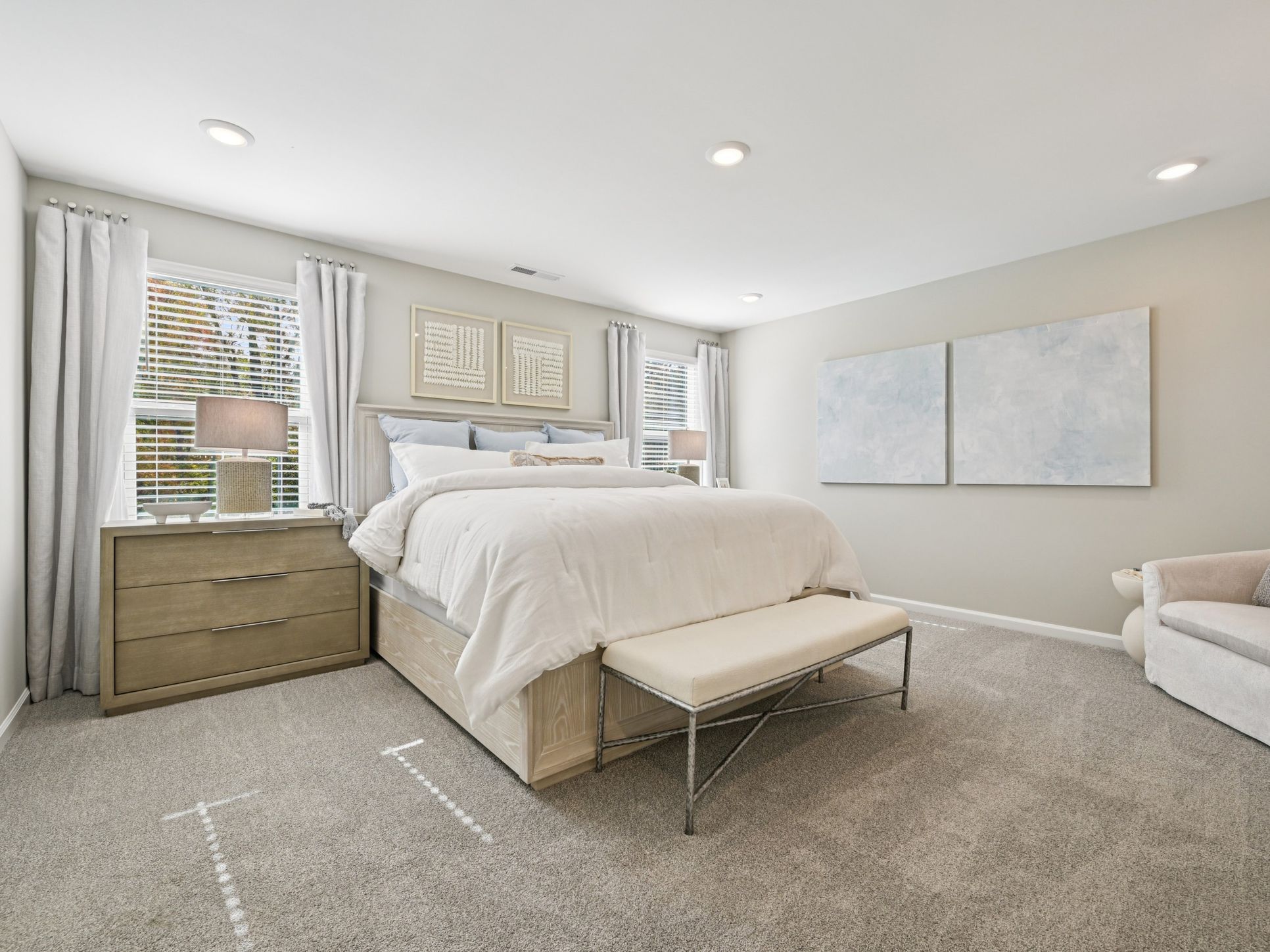 Primary Bedroom:Primary bedroom in the Johnson floorplan at a Meritage Homes community in Raleigh, NC.
