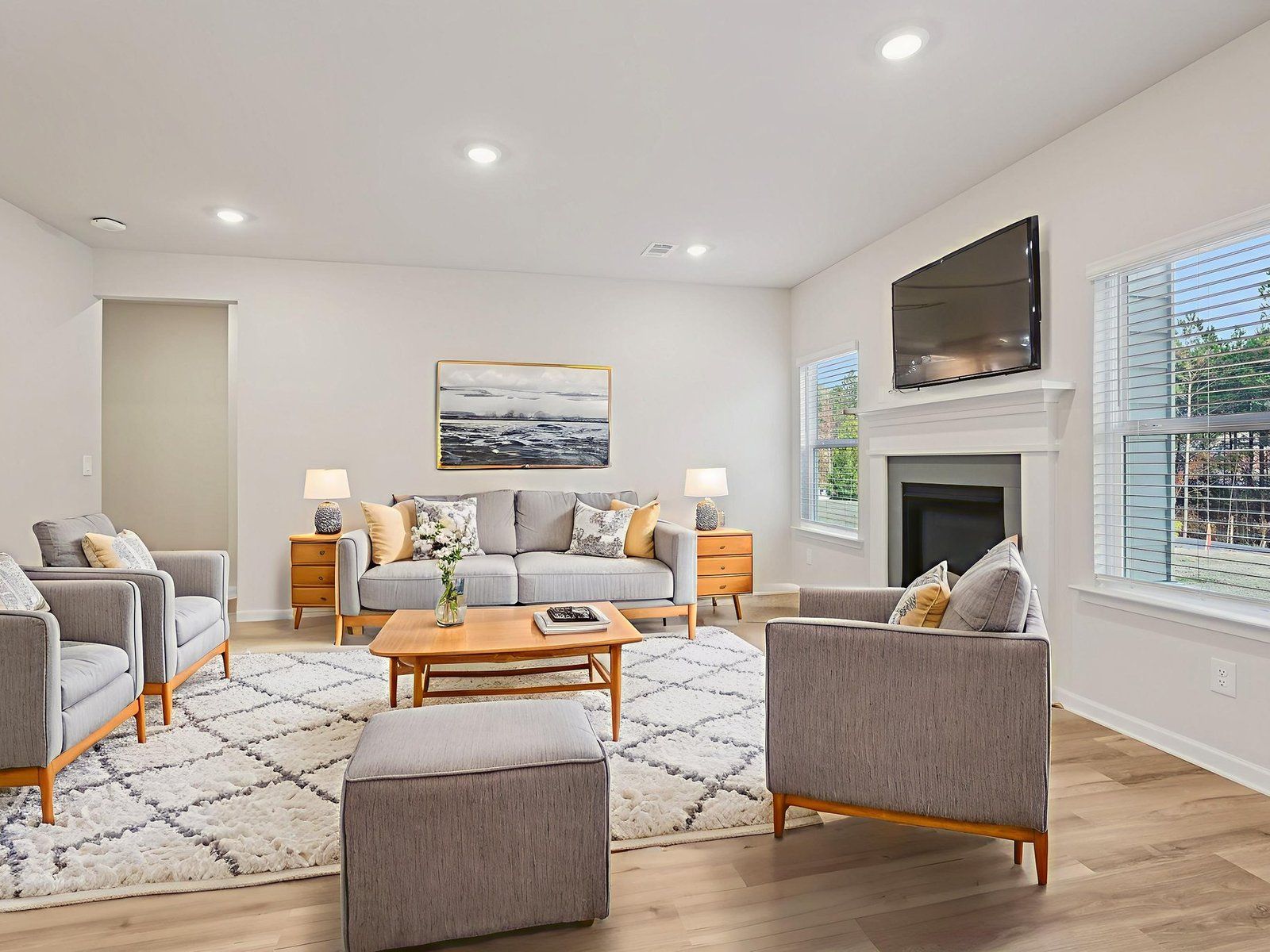 The Chatham floorplan with the Charm White interior package.:Great Room