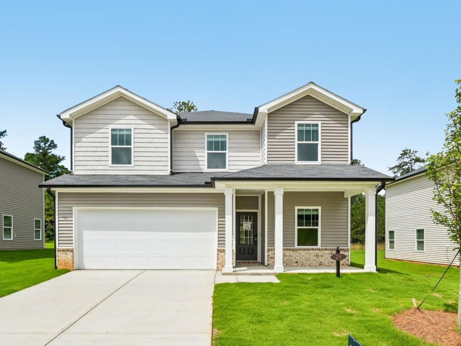 Front Exterior:The Quinton floorplan with Elevation J modeled at Manning Mill.