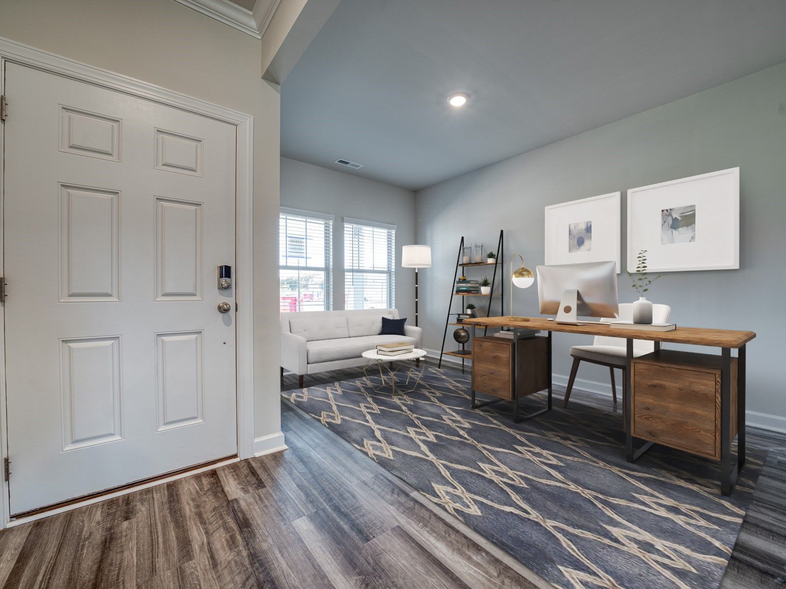 Right off the foyer, useful flex space can be made into an office.:Right off the foyer, useful flex space can be made into an office.