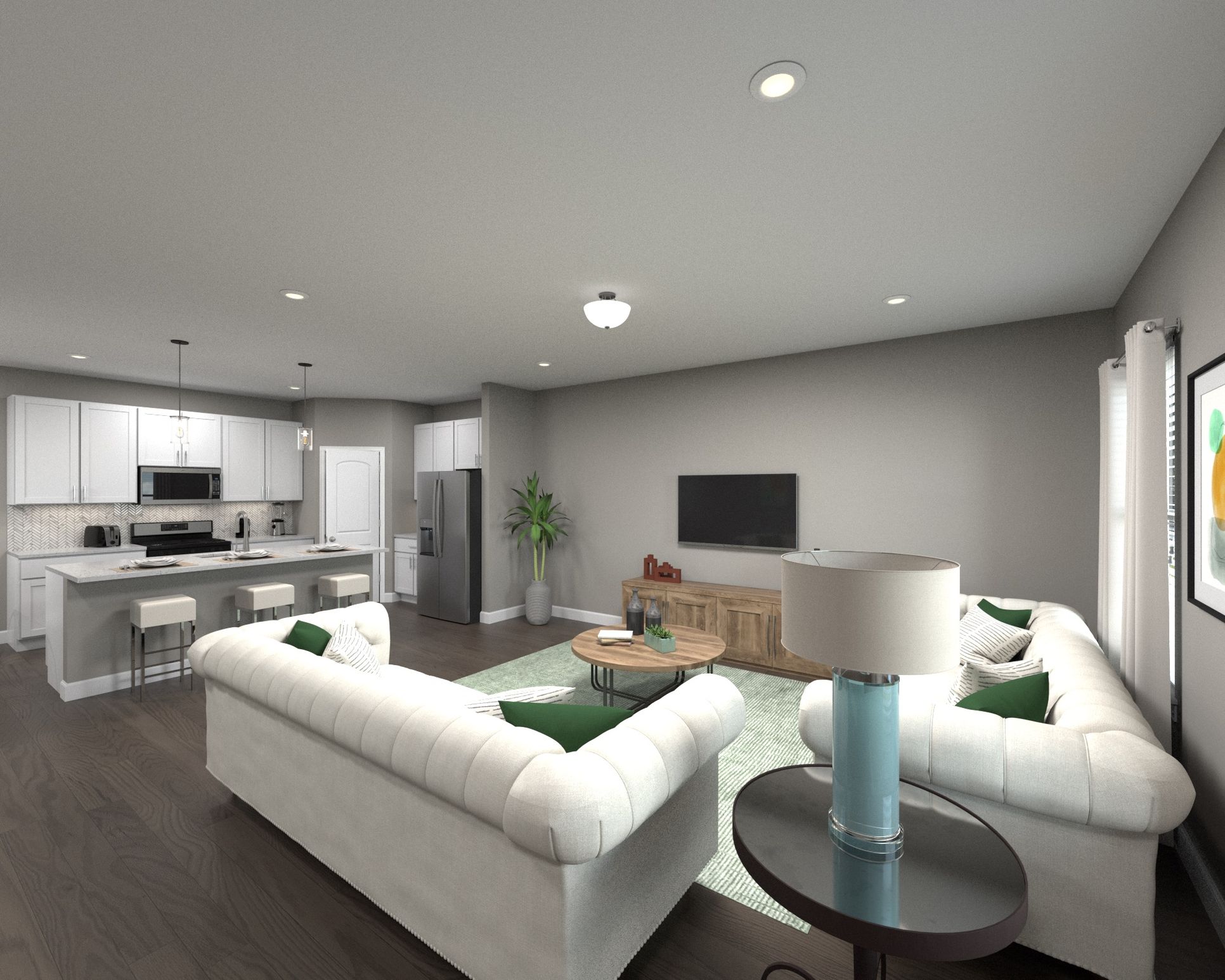 Clear sightlines allow for easy flow between the kitchen, and living areas.:Clear sightlines allow for easy flow between the kitchen, and living areas.