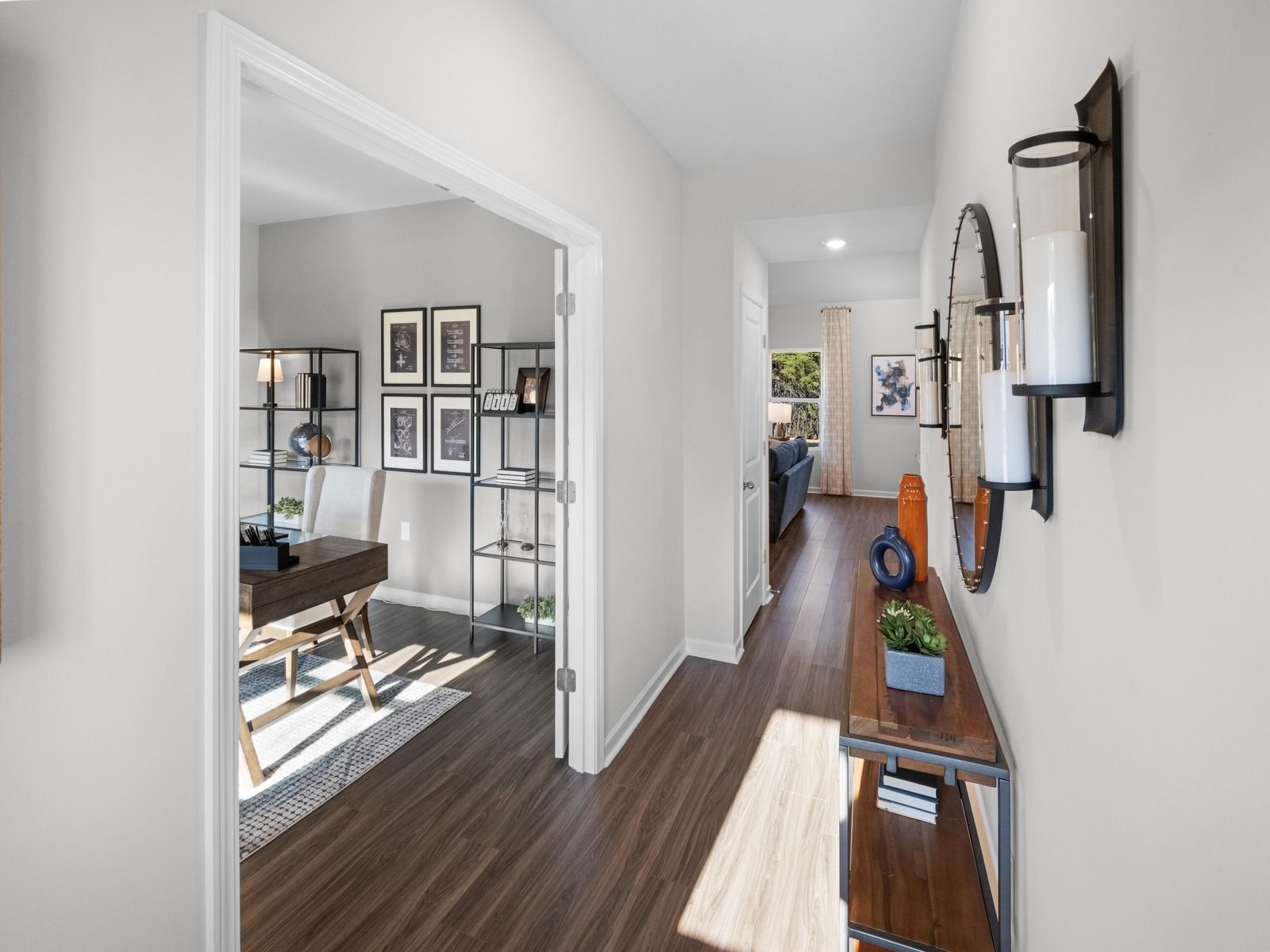 RAL_StillhouseFarms_Brentwood_Entry_105StillhouseFarmDrive_Model:Foyer in the Brentwood floorplan at a Meritage Homes community in Graham, NC.