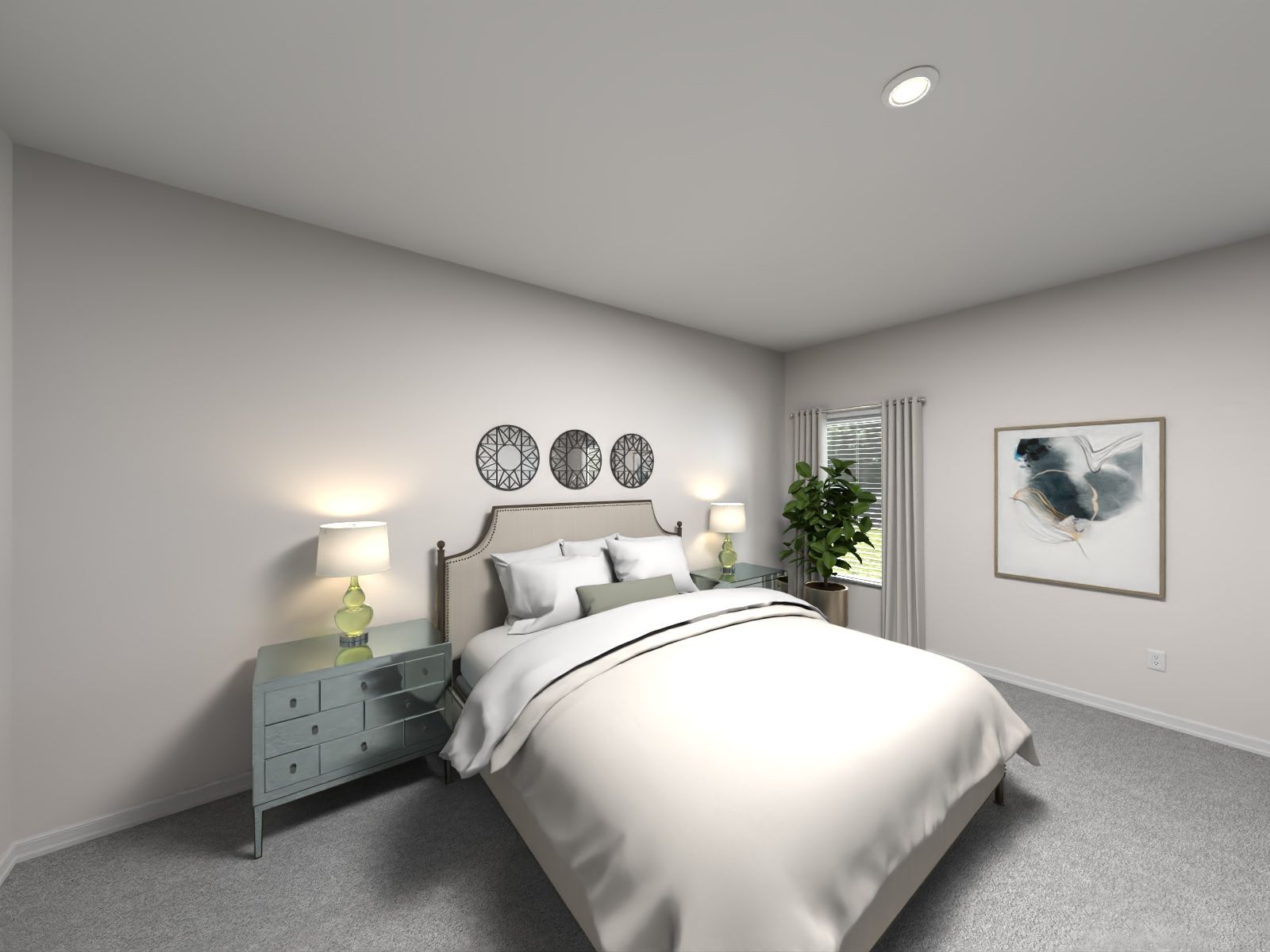 Virtually Staged Primary Suite:The primary bedroom offers a private retreat.