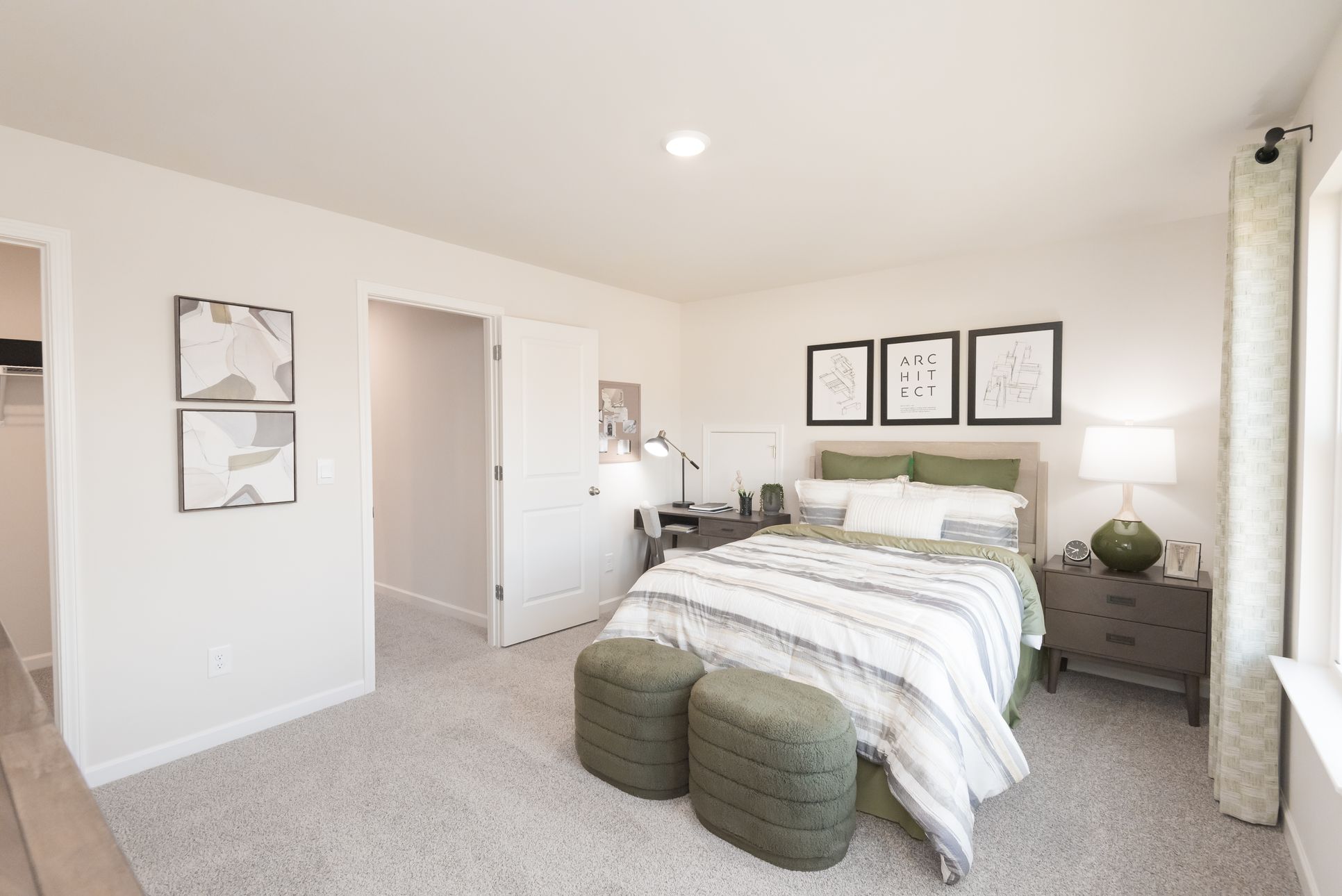 The Northbrook floorplan with the Balanced Gray interior package modeled at Vistas at Towne Mill.:Secondary Bedroom